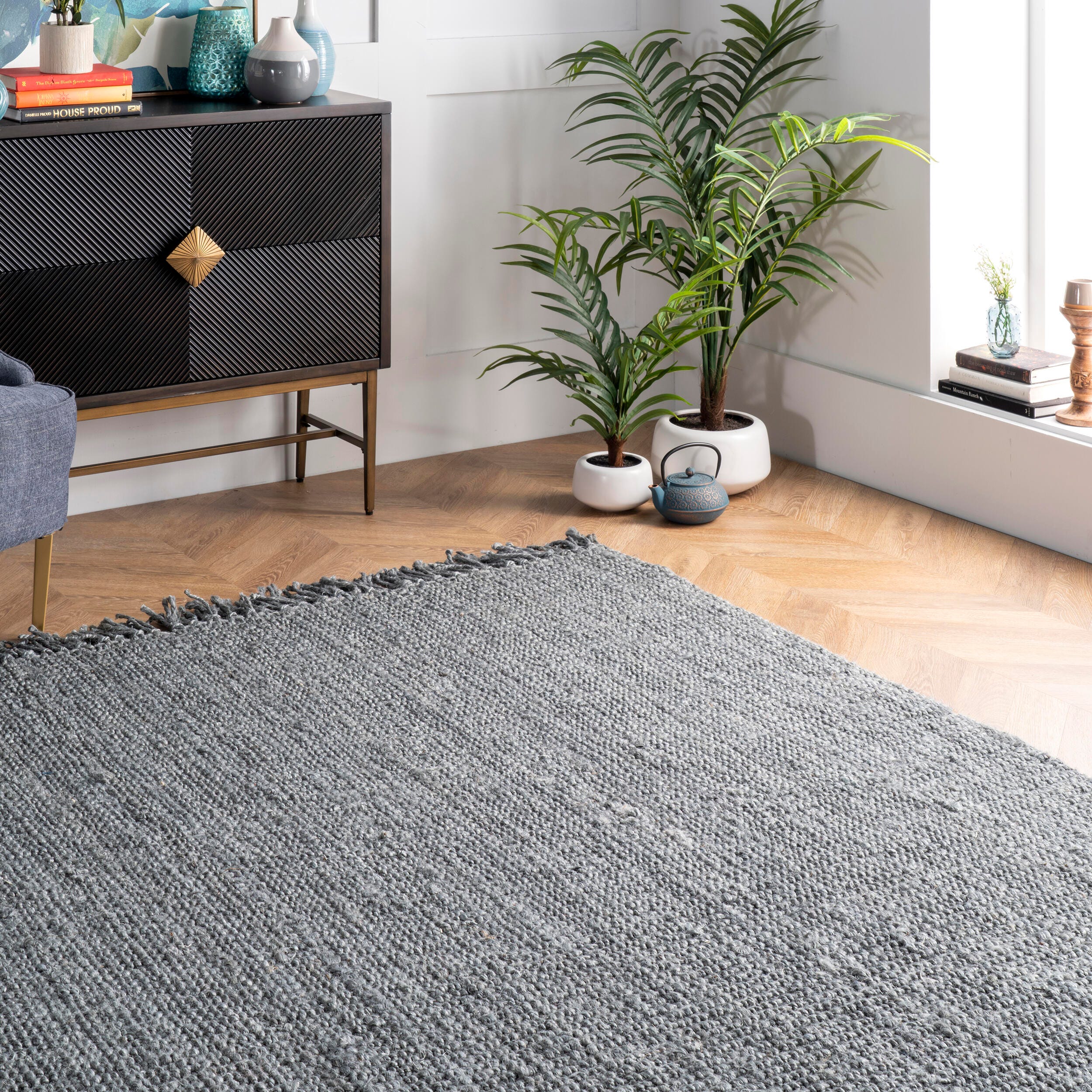 Nuloom Daniela Farmhouse Chunky Jute Area Rug, Gray, large