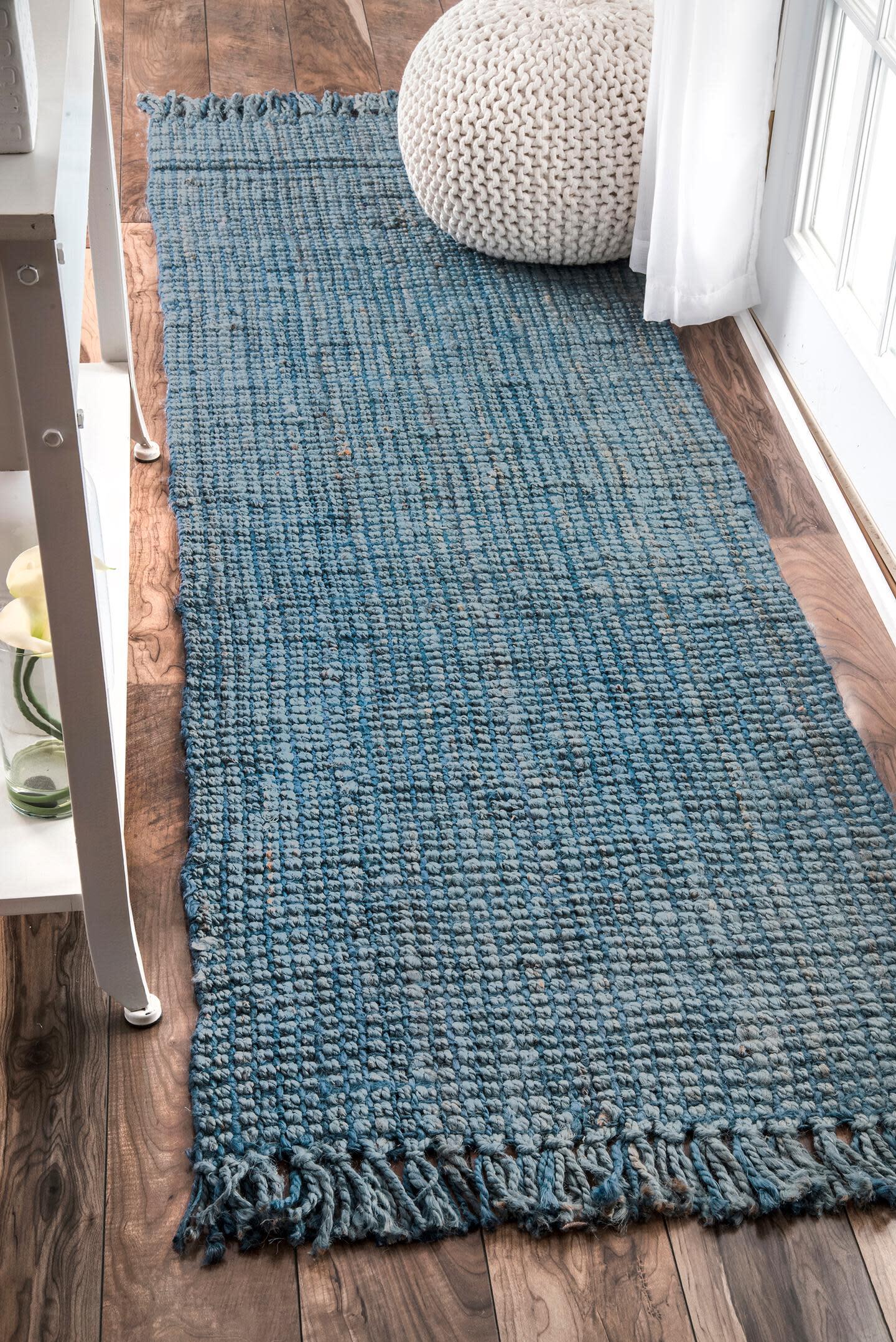 Nuloom Daniela Farmhouse Chunky Jute Area Rug, Blue, large