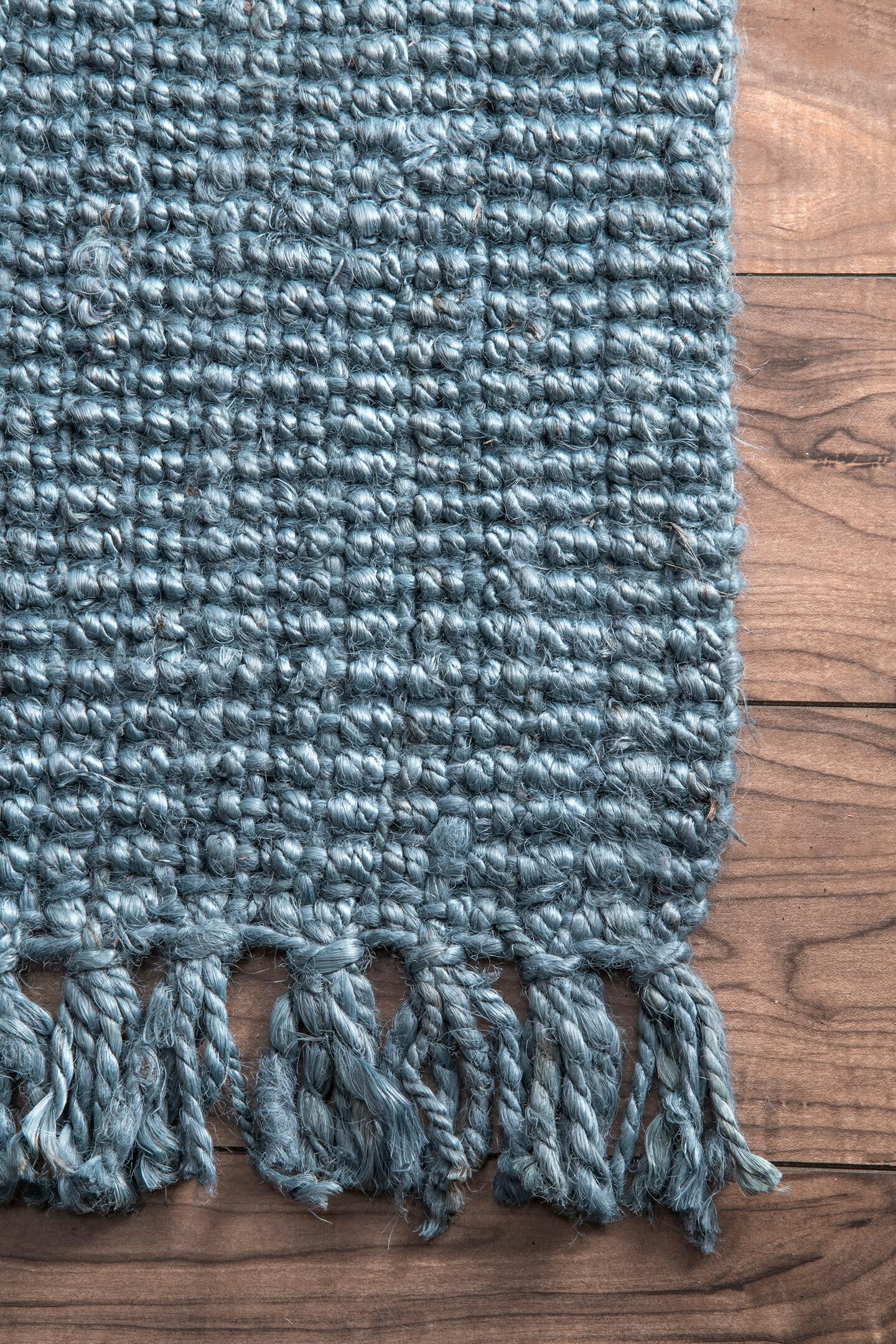 Nuloom Daniela Farmhouse Chunky Jute Area Rug, Blue, large