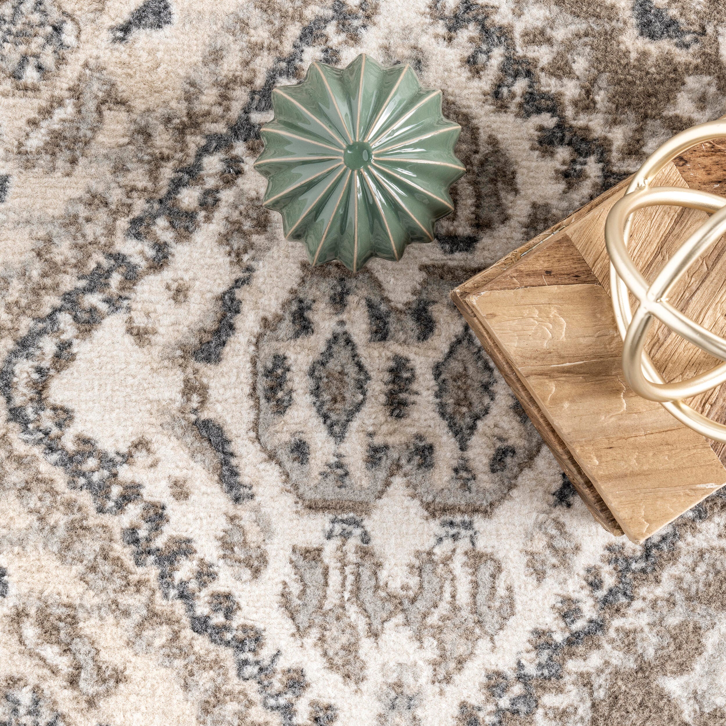 Nuloom Becca Traditional Tiled Area Rug, Beige, large