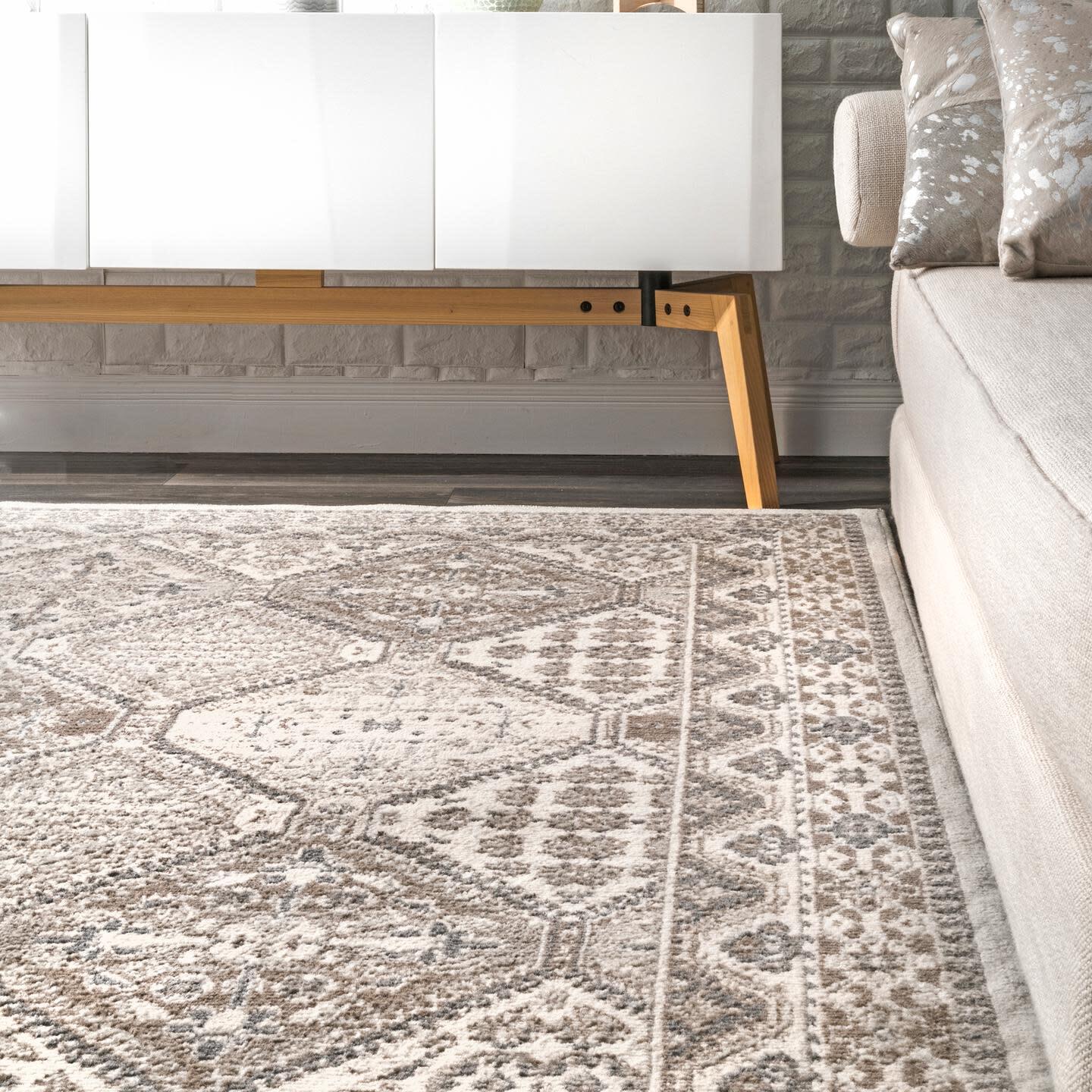 Nuloom Becca Traditional Tiled Area Rug, Beige, large