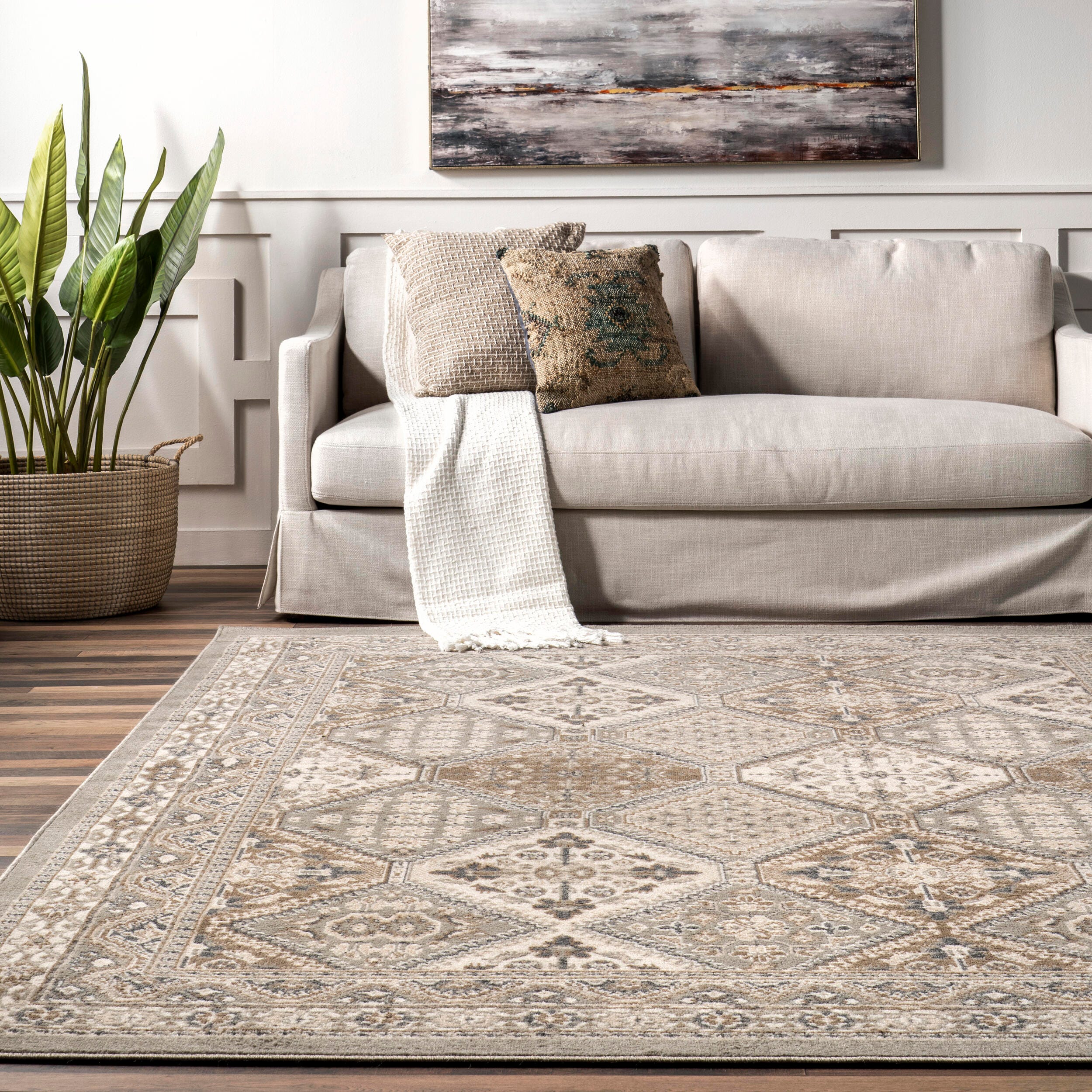 Nuloom Becca Traditional Tiled Area Rug, Gray, large