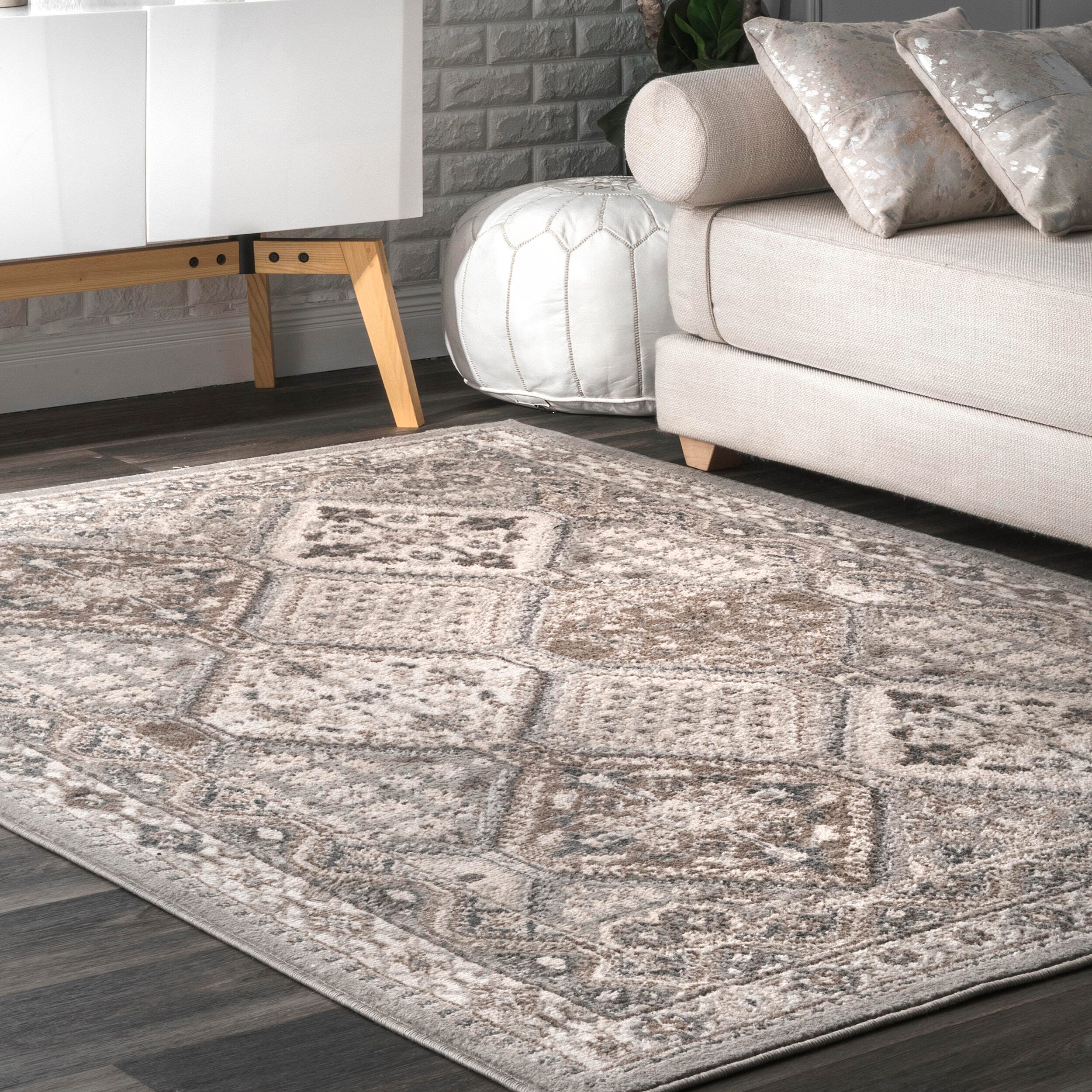 Nuloom Becca Traditional Tiled Area Rug, Gray, rollover
