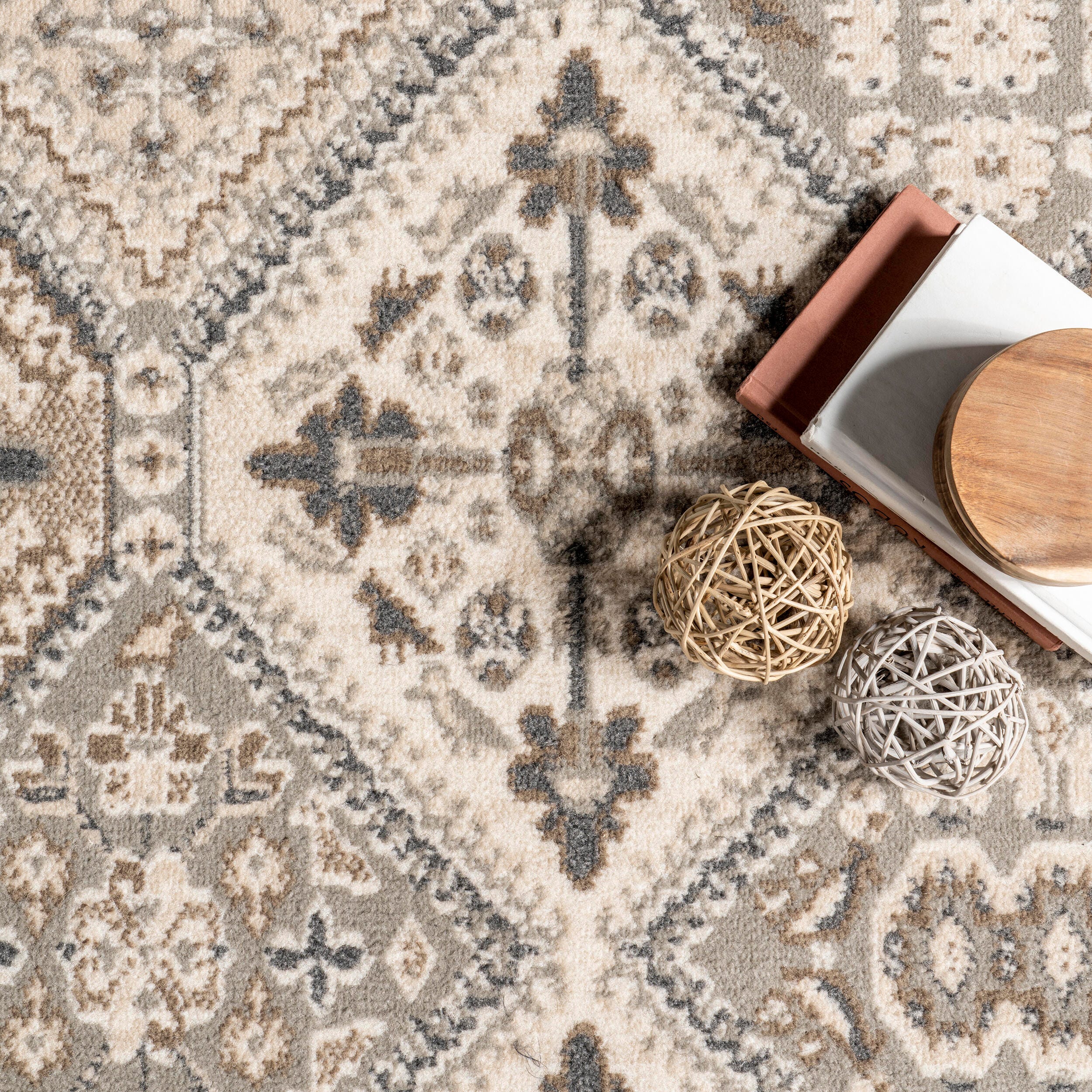 Nuloom Becca Traditional Tiled Area Rug, Gray, large