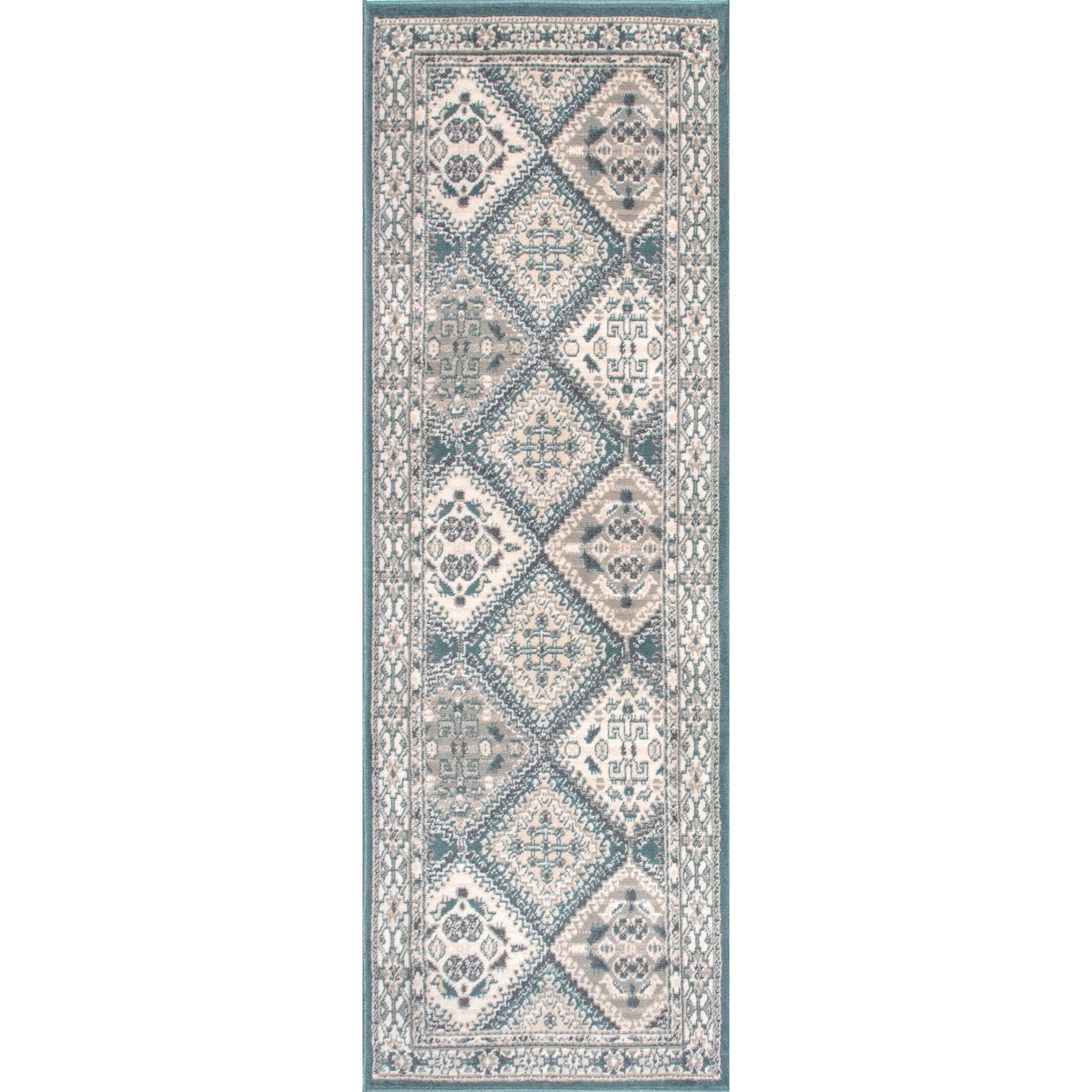Nuloom Becca Traditional Tiled Area Rug, Blue, large