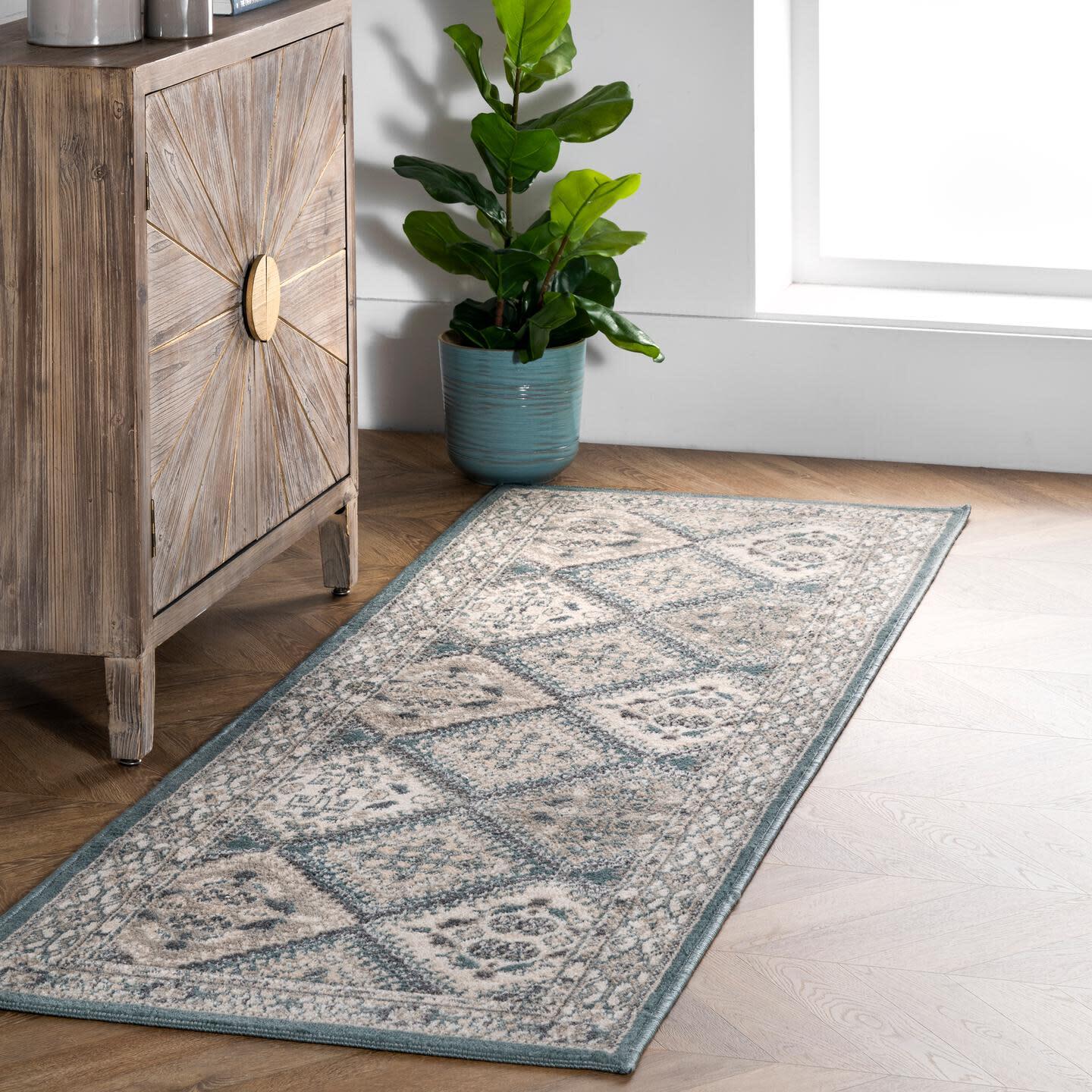 Nuloom Becca Traditional Tiled Area Rug, Blue, large