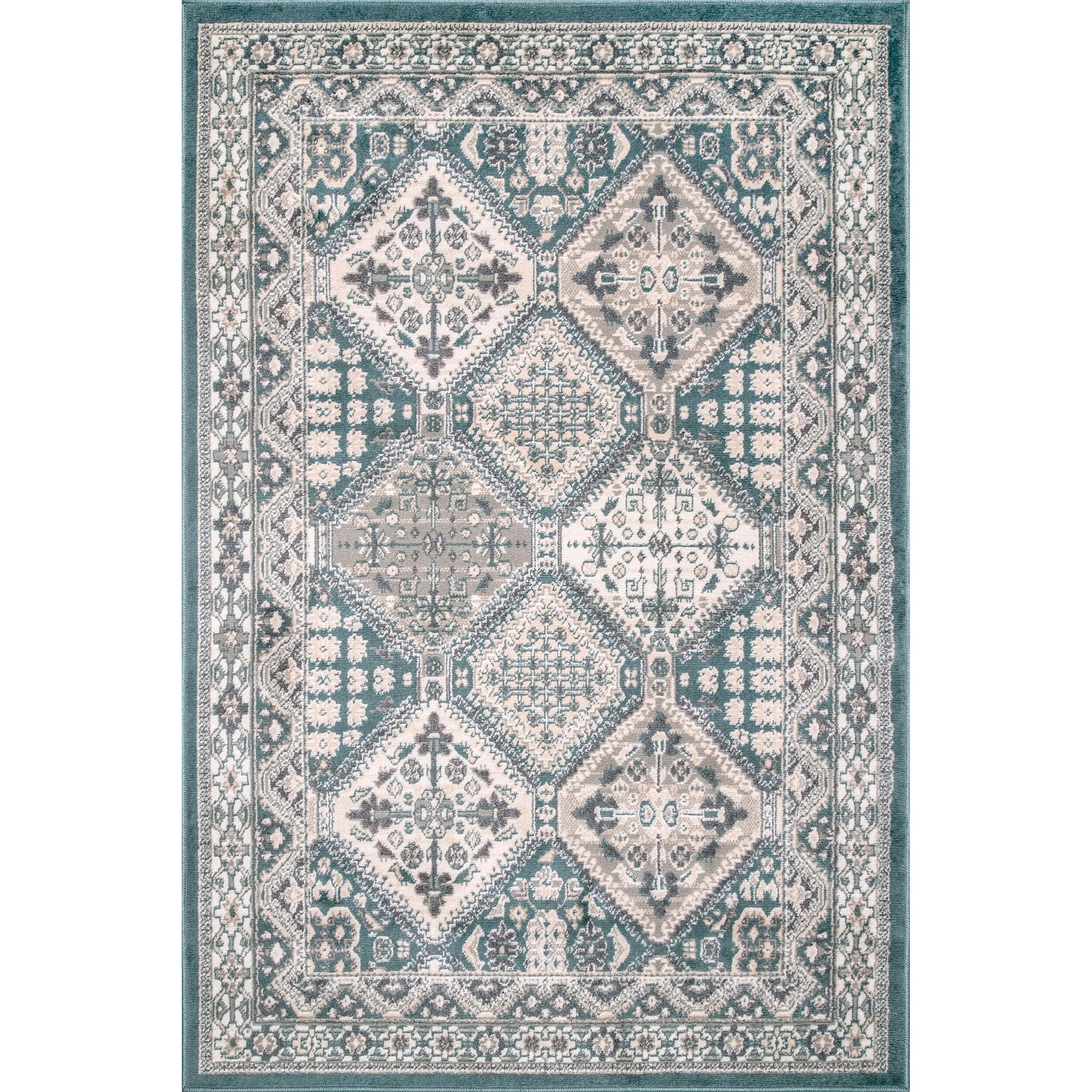 Nuloom Becca Traditional Tiled Area Rug, Blue, large
