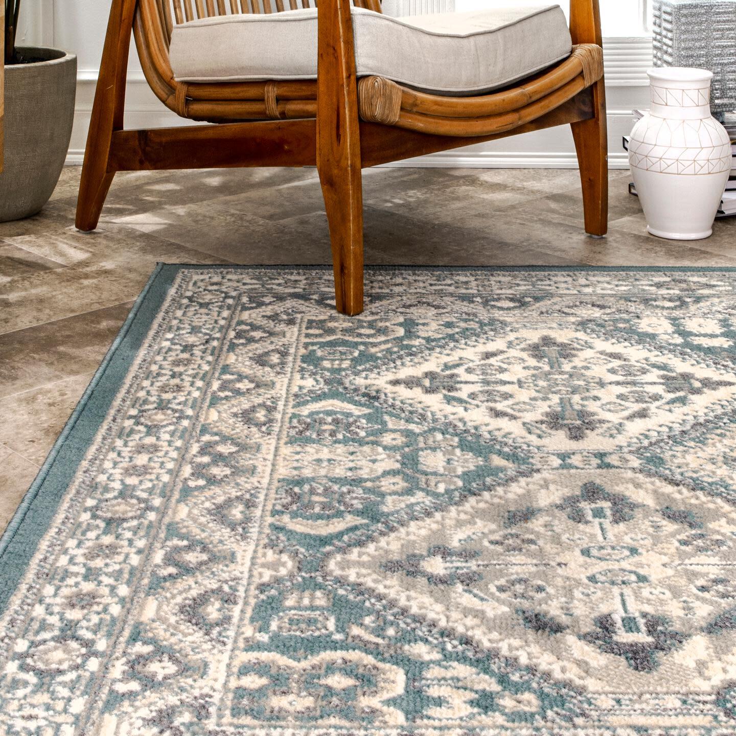 Nuloom Becca Traditional Tiled Area Rug, Blue, large