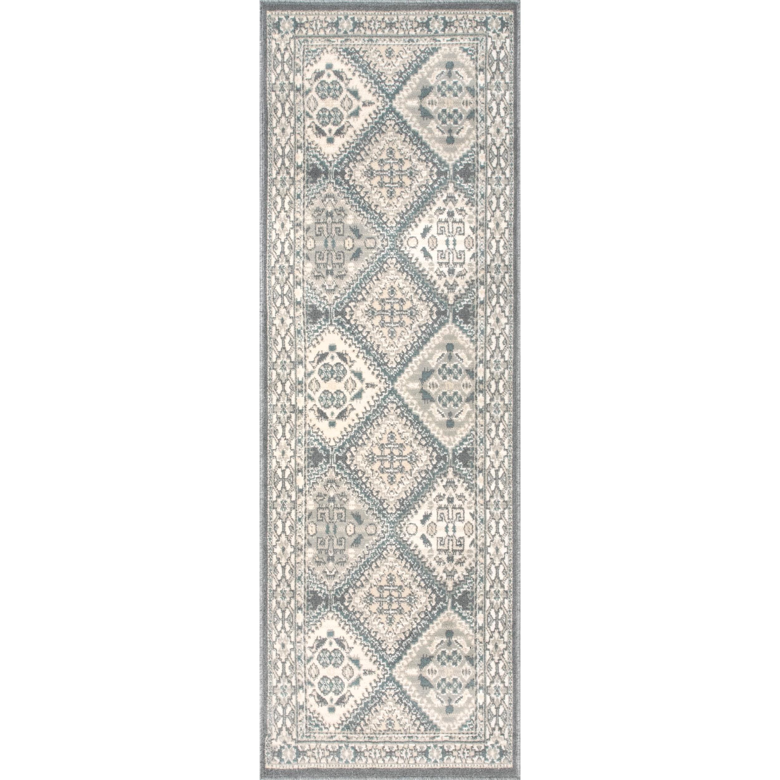 Nuloom Becca Traditional Tiled Area Rug, Charcoal, large
