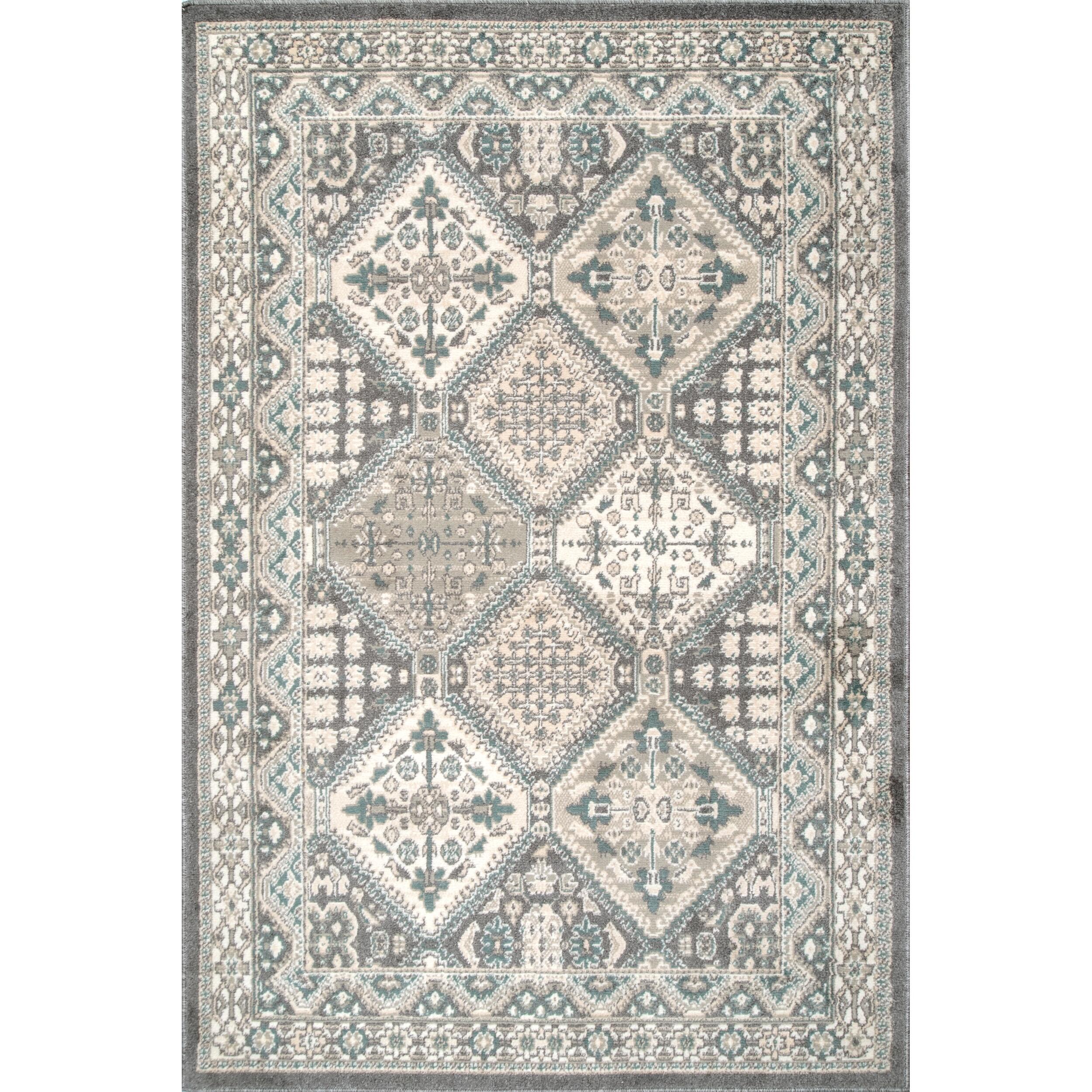 Nuloom Becca Traditional Tiled Area Rug, Charcoal, large