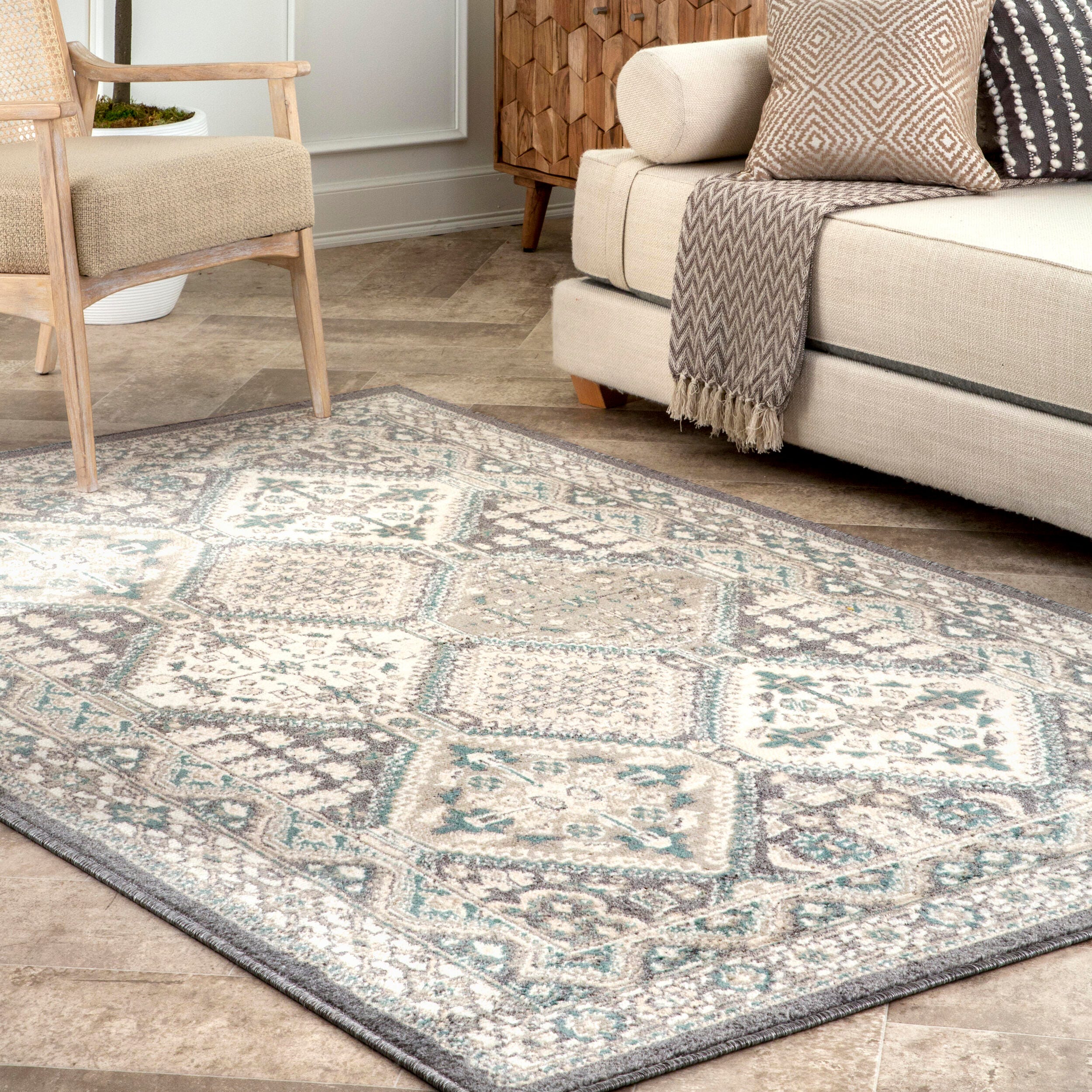 Nuloom Becca Traditional Tiled Area Rug, Charcoal, large