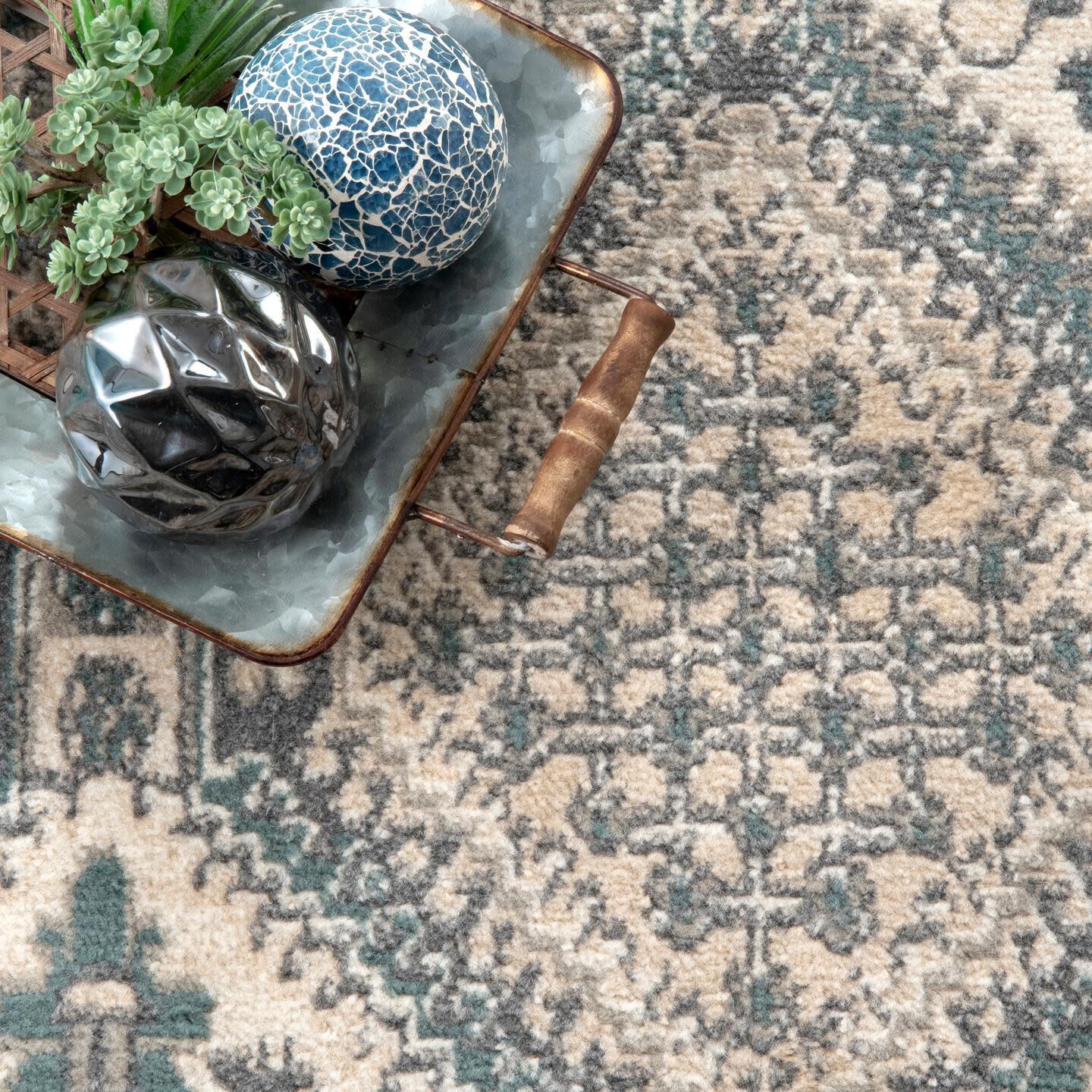 Nuloom Becca Traditional Tiled Area Rug, Charcoal, large