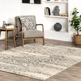 Nuloom Freja Faded Floral Area Rug, Gray, rollover