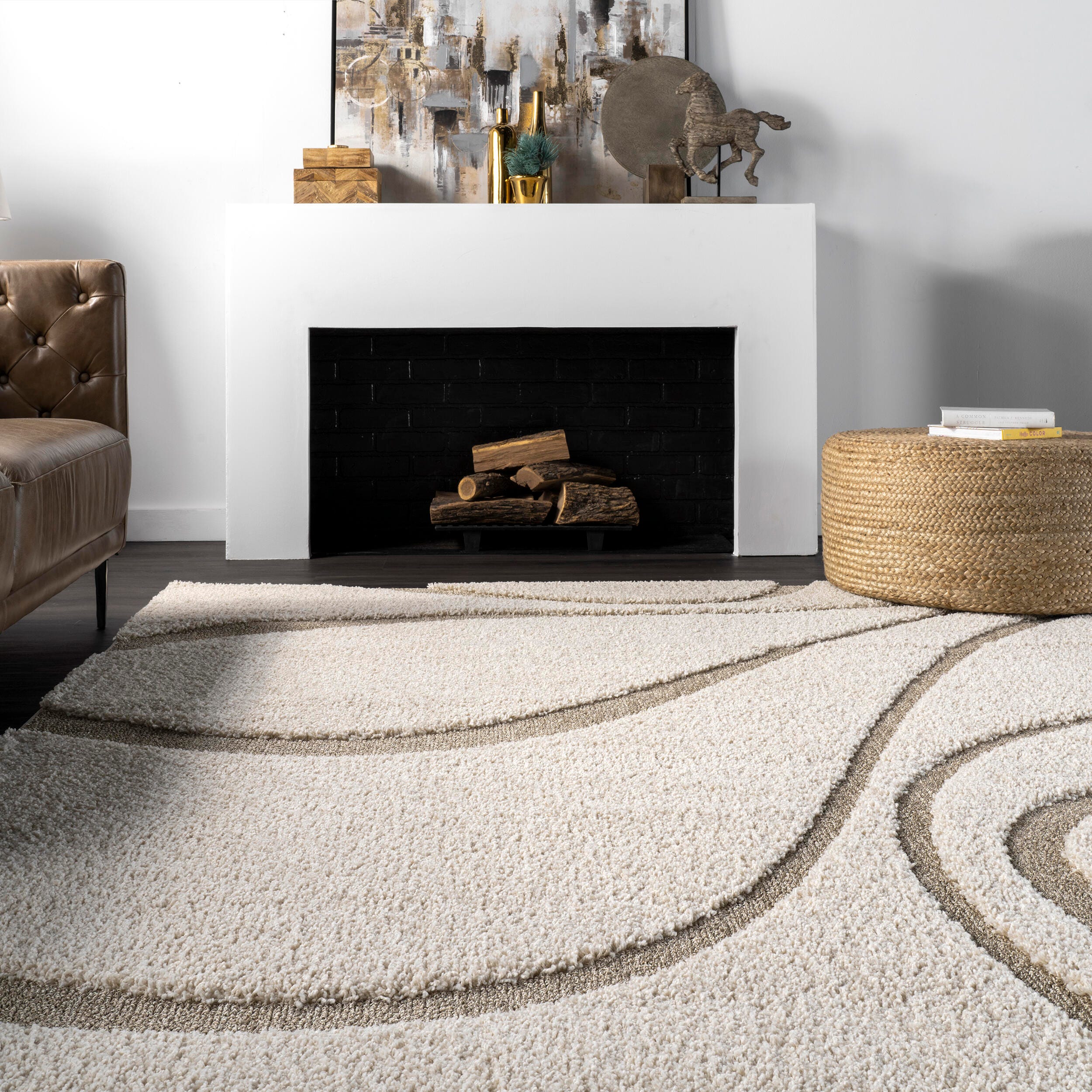 Nuloom Carolyn Modern Shag Area Rug, Cream, large