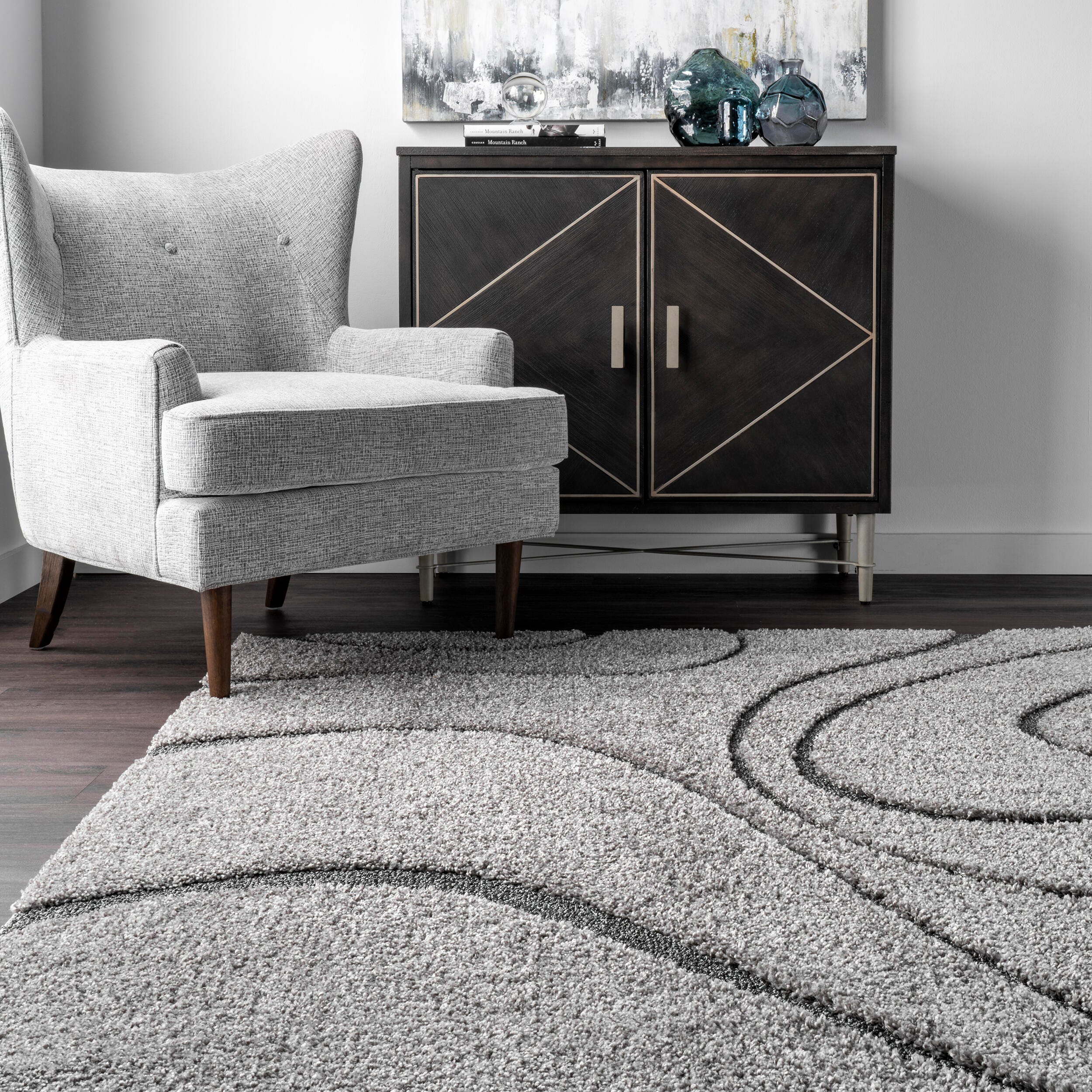 Nuloom Carolyn Modern Shag Area Rug, Dark Gray, large