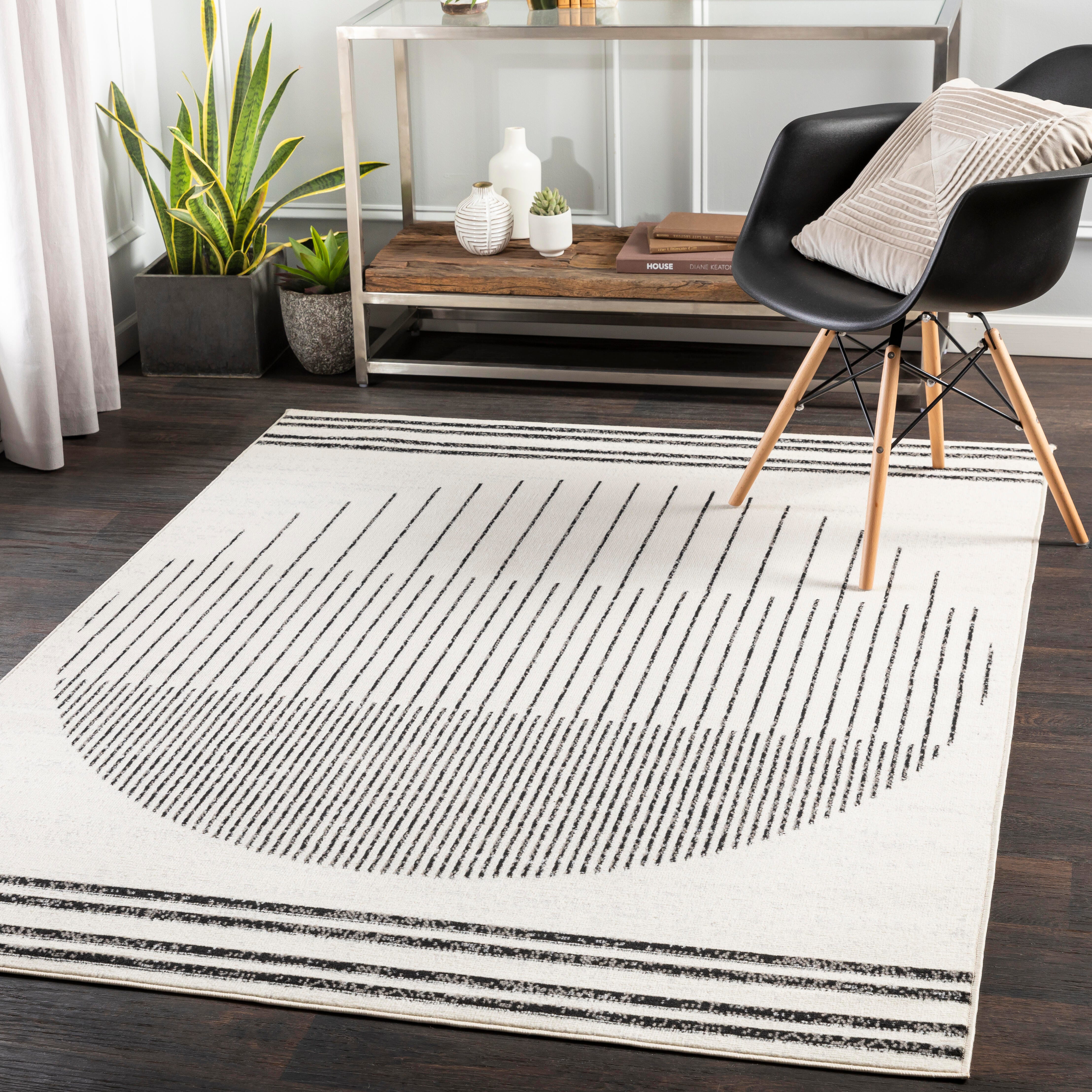Home Accents Pisa 5' x 7' Accent Rug, Black/Ivory, rollover