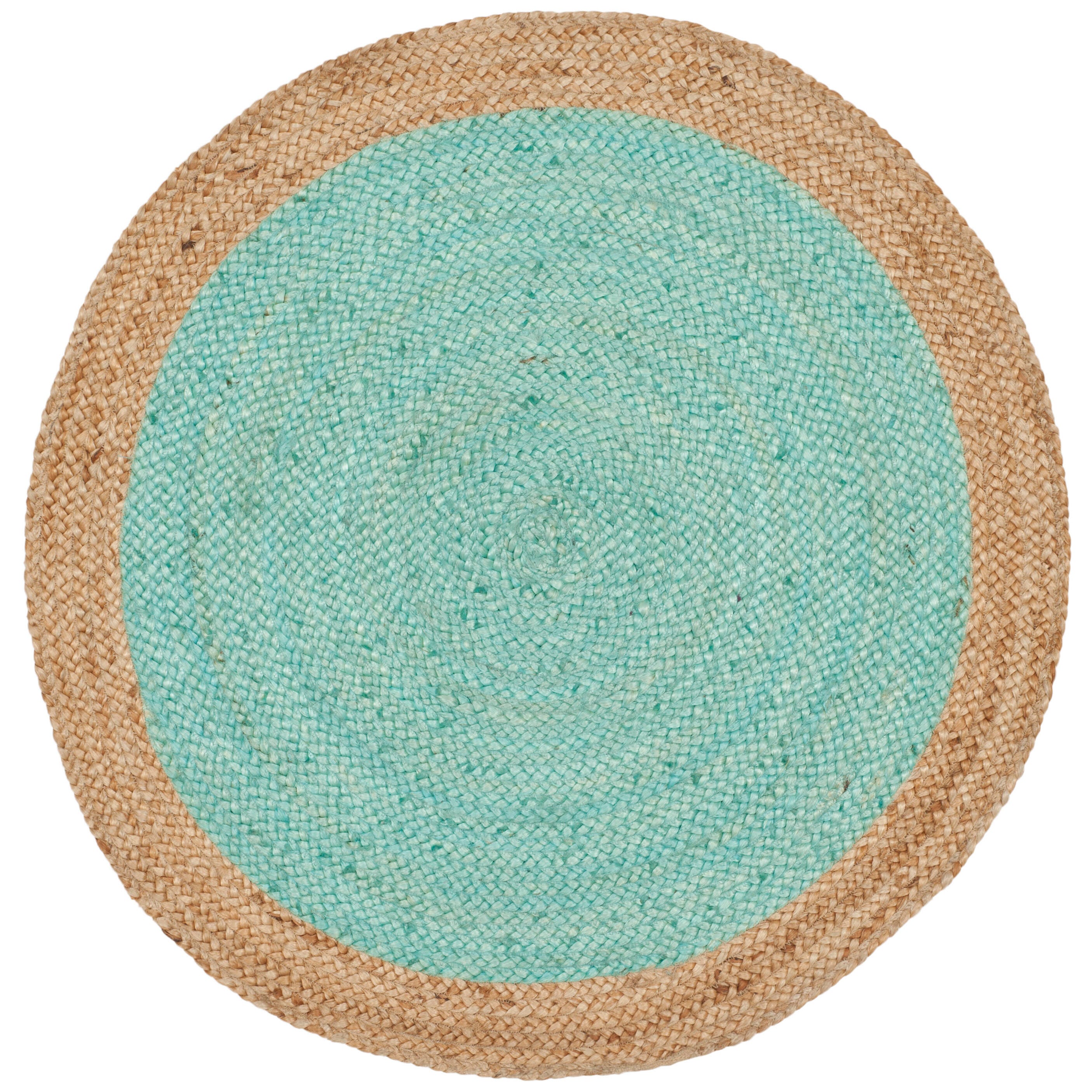 Safavieh Natural Fiber 4' x 4' Round Area Rug, Aqua/Natural, large
