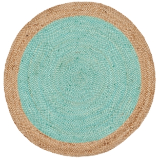 Safavieh Natural Fiber 4' x 4' Round Area Rug, Aqua/Natural, large