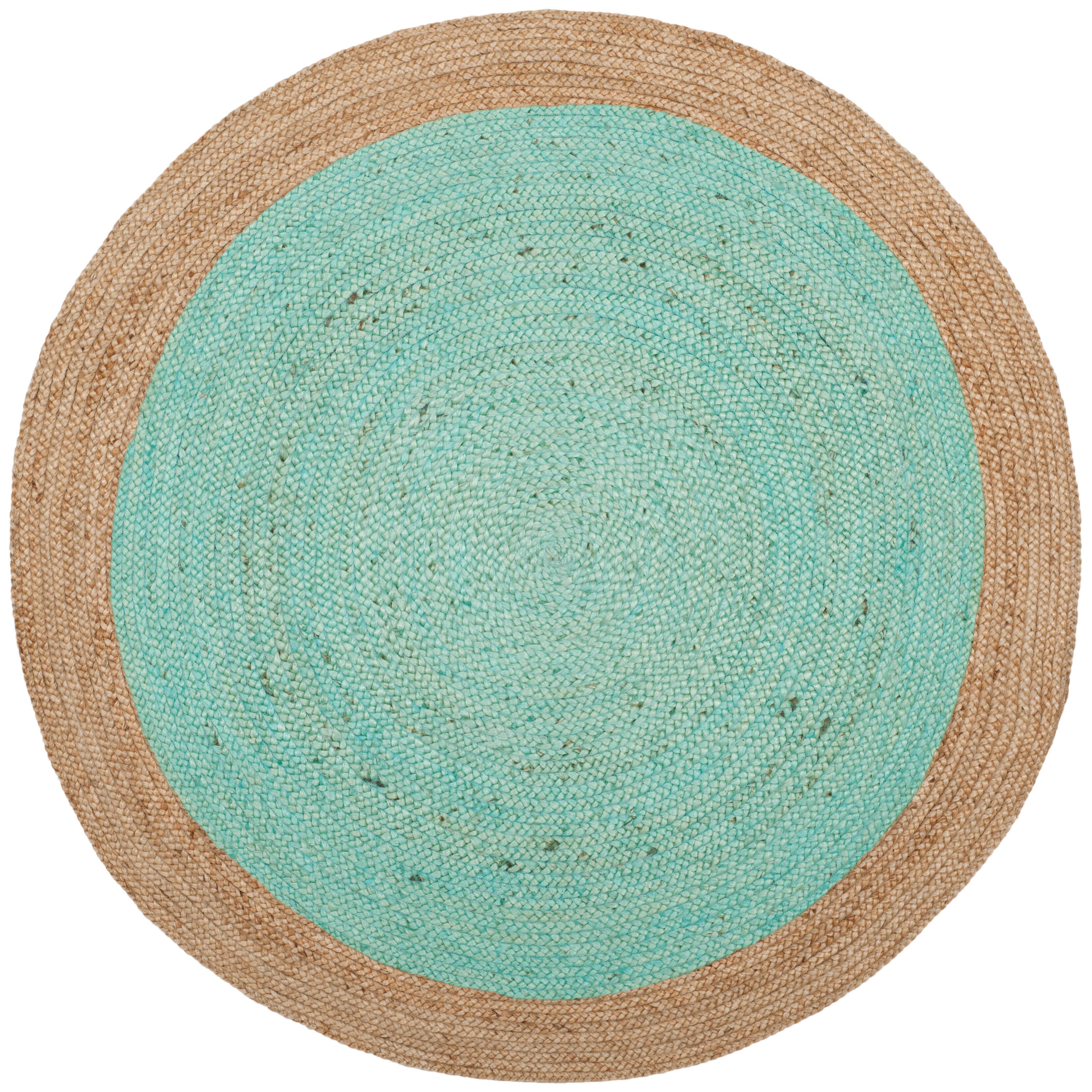 Safavieh Natural Fiber 6' x 6' Round Area Rug, Aqua/Natural, large