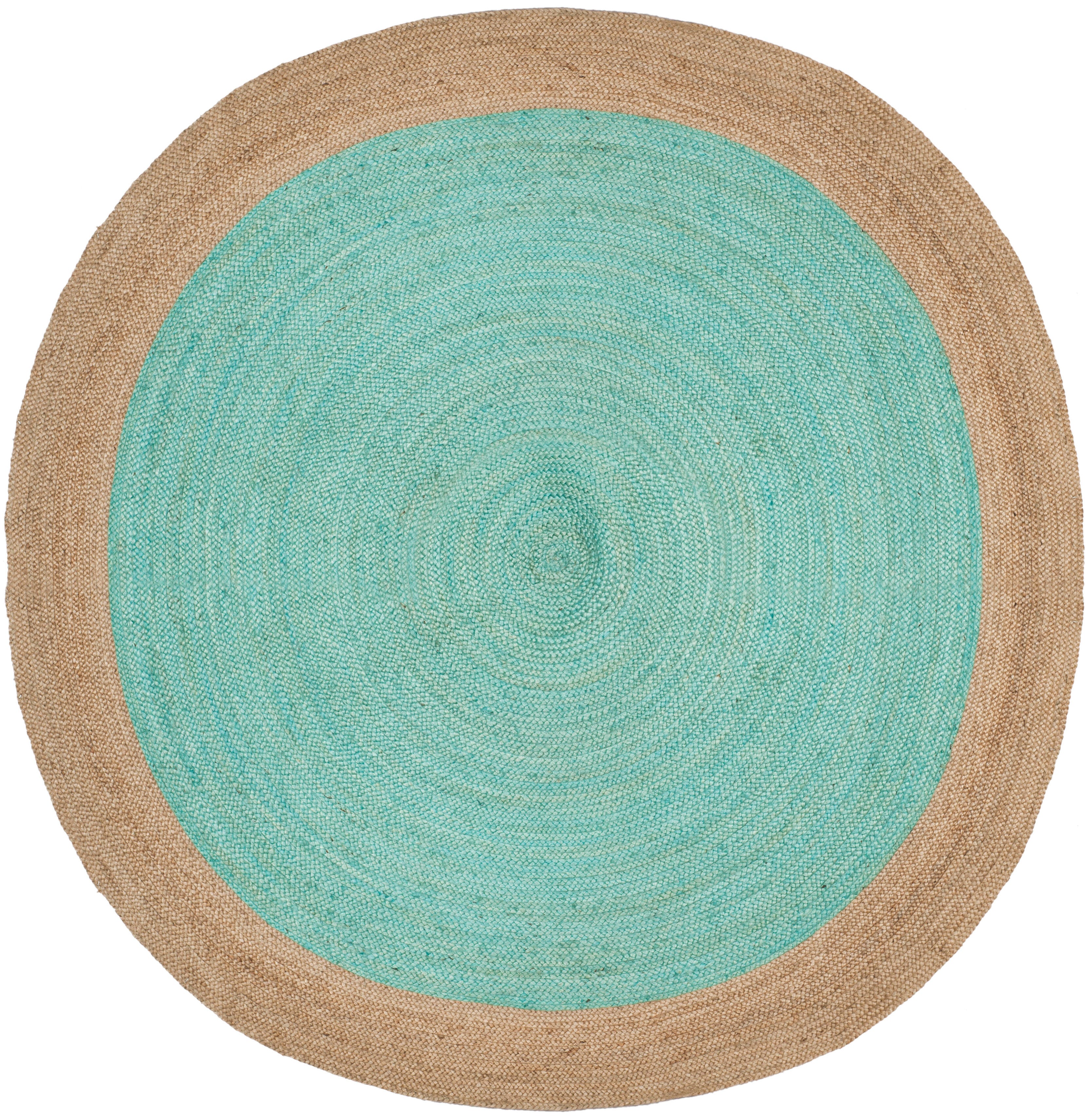 Safavieh Natural Fiber 8' x 8' Round Area Rug, Aqua/Natural, large