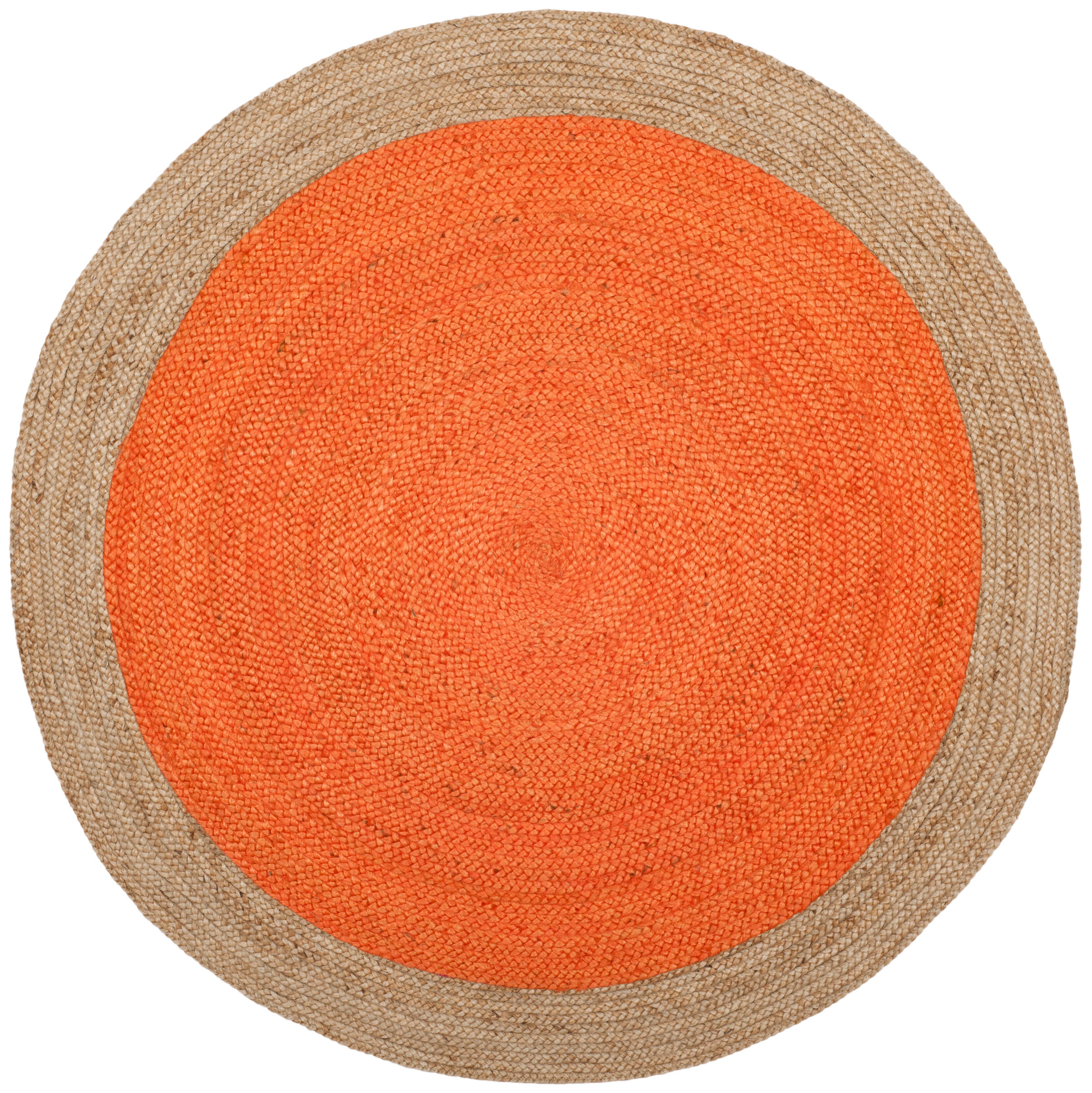 Safavieh Natural Fiber 6' x 6' Round Area Rug, Orange/Natural, large