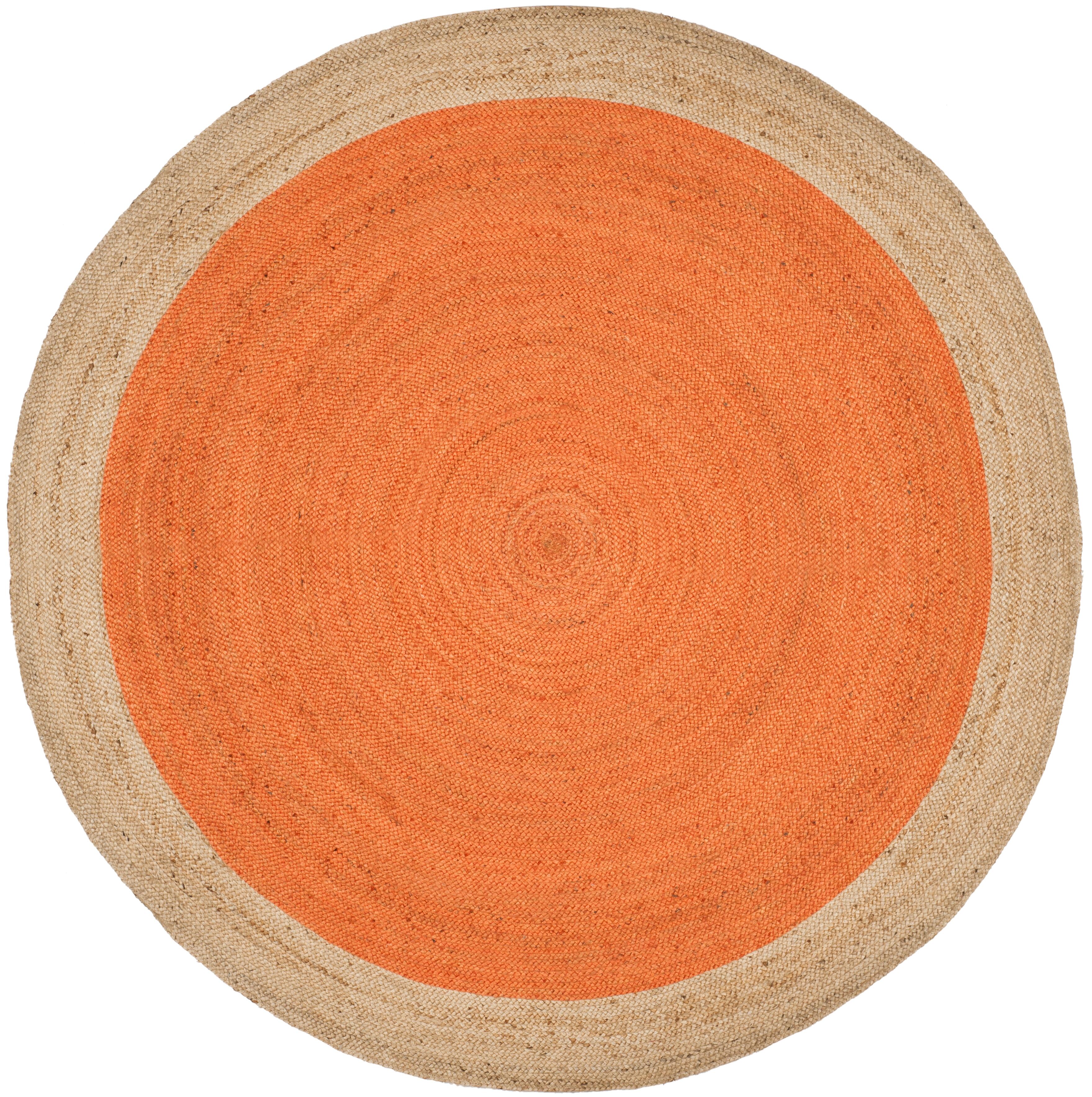 Safavieh Natural Fiber 7' x 7' Round Area Rug, Orange/Natural, rollover