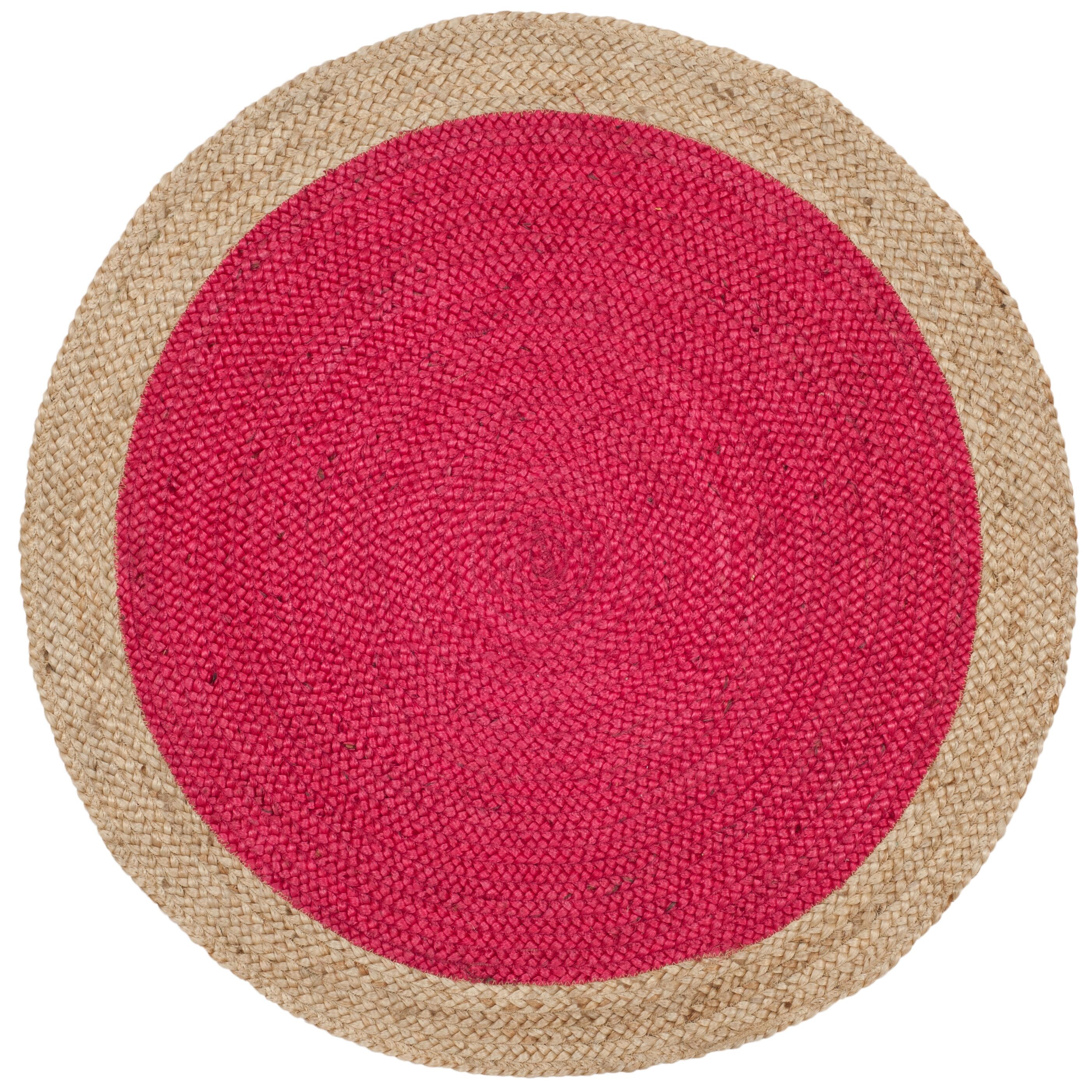 Safavieh Natural Fiber 3' x 3' Round Area Rug, Fuchsia/Natural, rollover