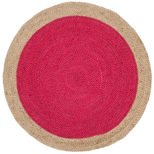 Safavieh Natural Fiber 3' x 3' Round Area Rug, Fuchsia/Natural, rollover