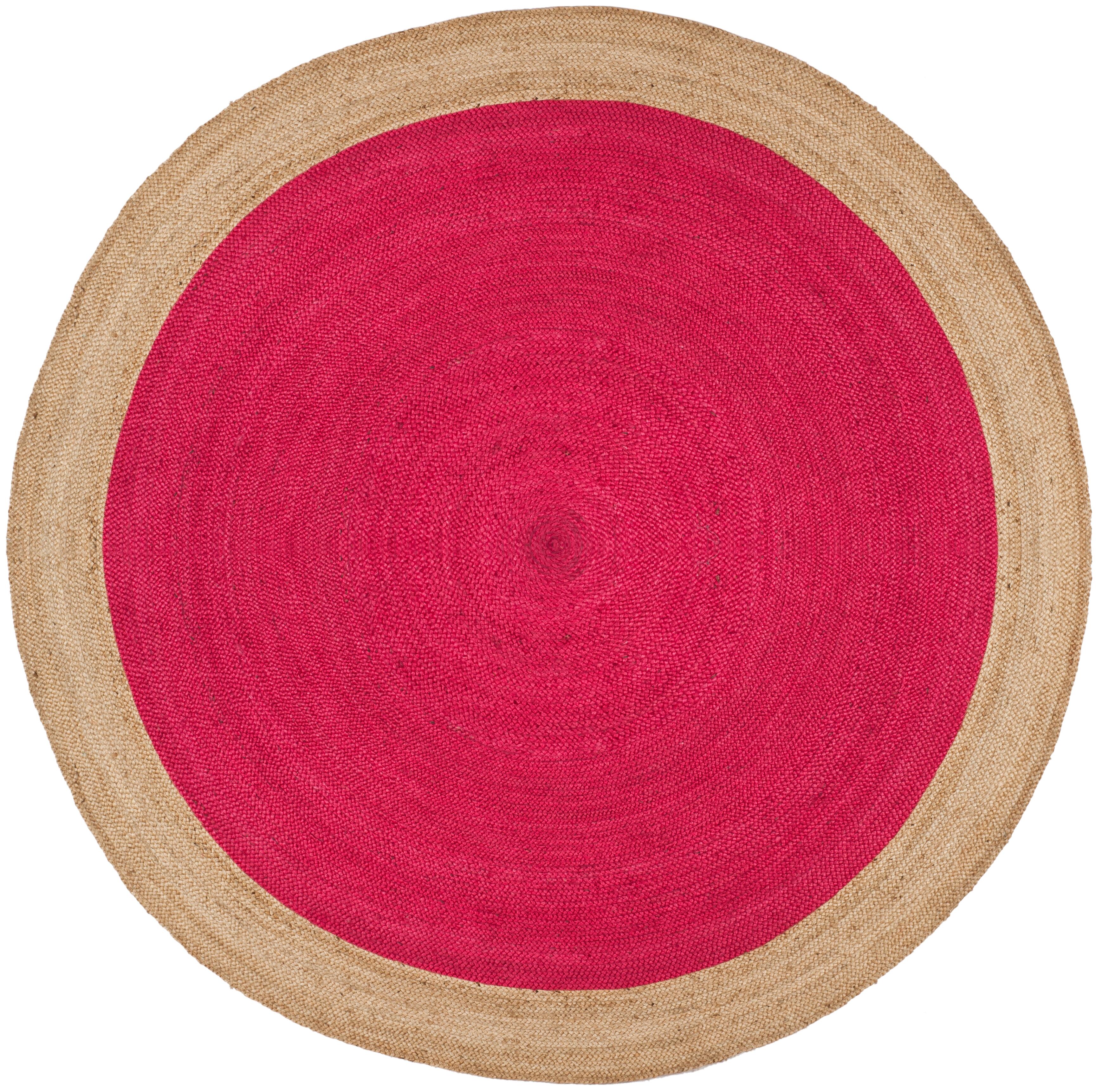 Safavieh Natural Fiber 8' x 8' Round Area Rug, Fuchsia/Natural, rollover