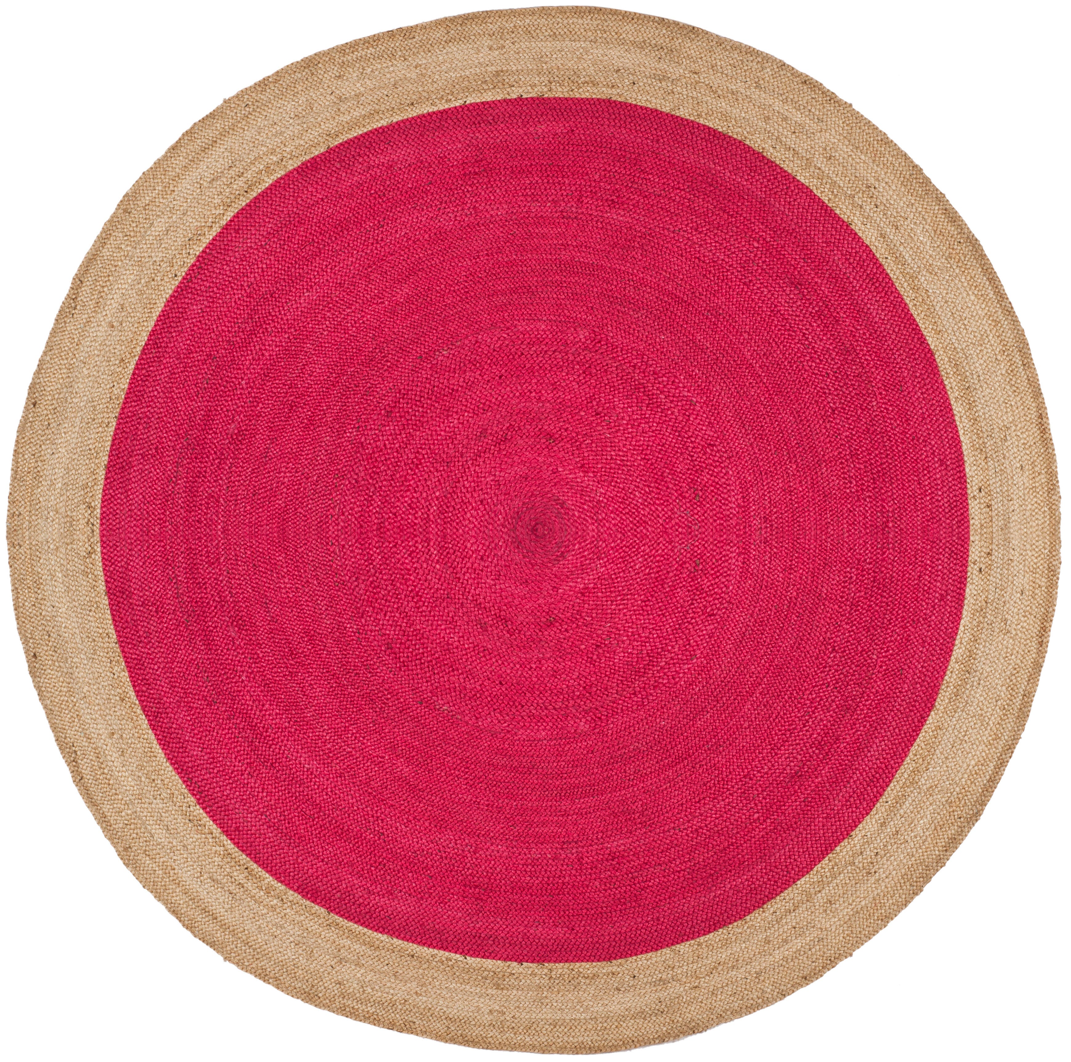 Safavieh Natural Fiber 8' x 8' Round Area Rug, Fuchsia/Natural, large
