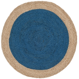 Safavieh Natural Fiber 3' x 3' Round Area Rug, Royal Blue/Natural, rollover