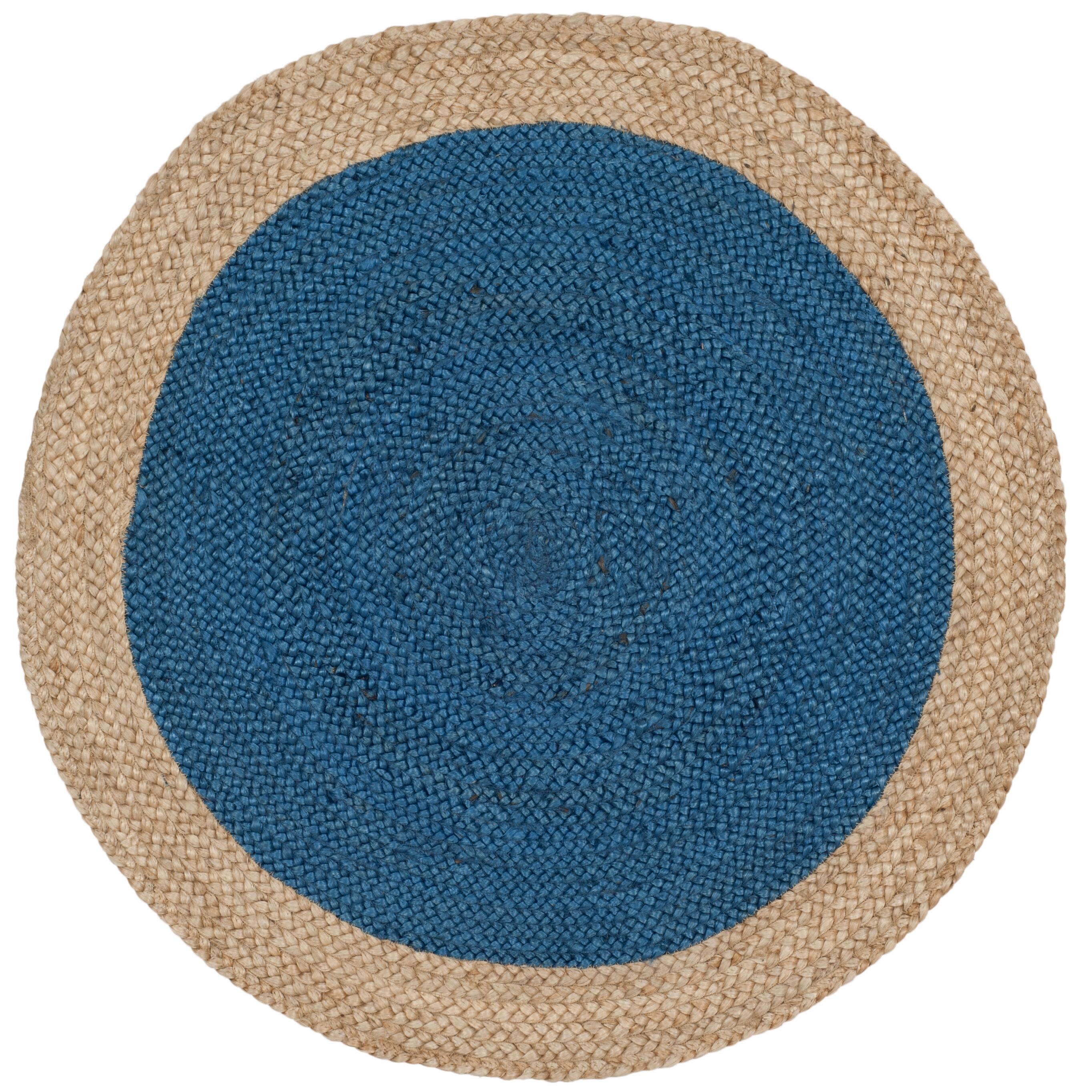 Safavieh Natural Fiber 4' x 4' Round Area Rug, Royal Blue/Natural, large