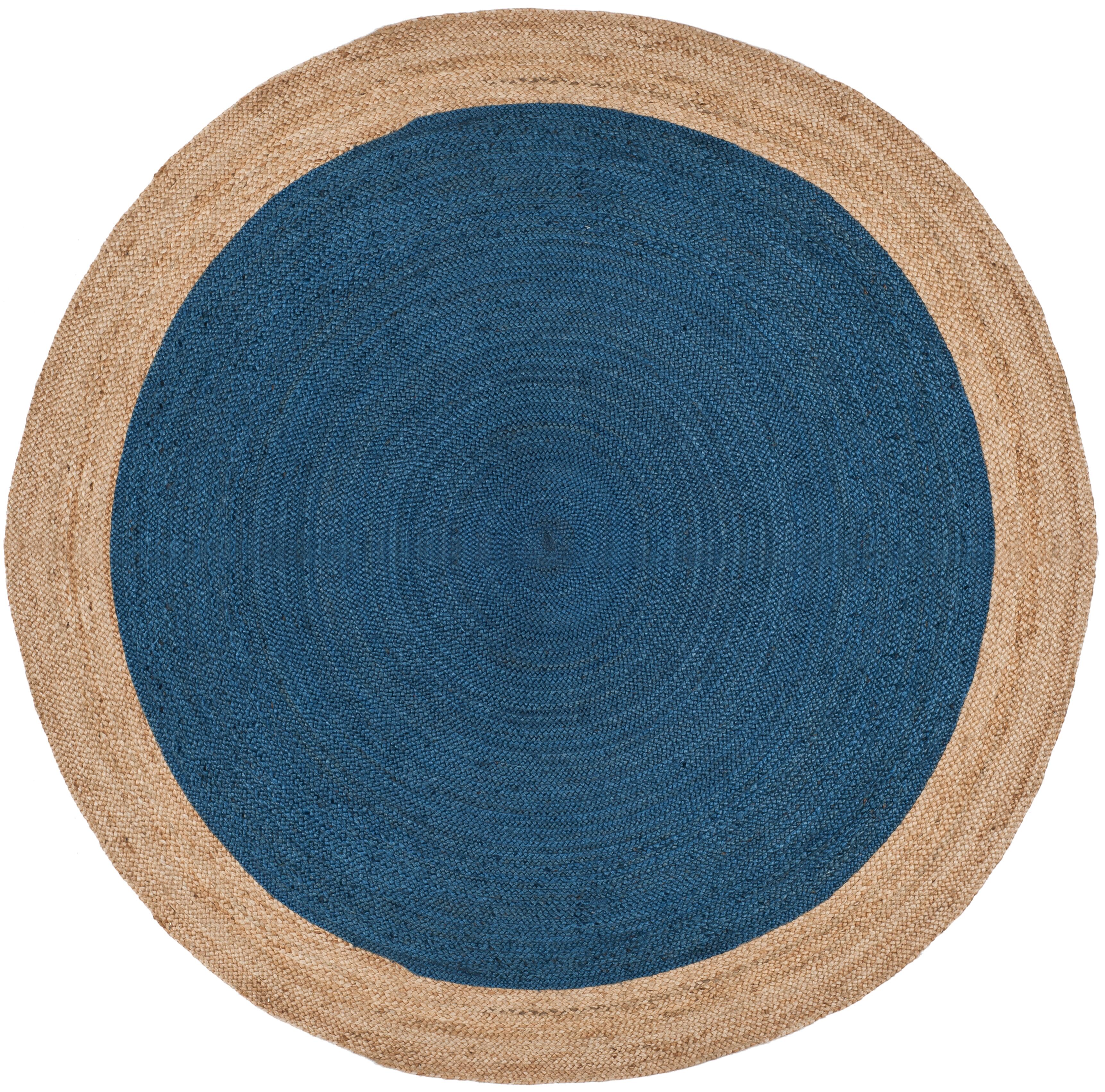Safavieh Natural Fiber 7' x 7' Round Area Rug, Royal Blue/Natural, rollover