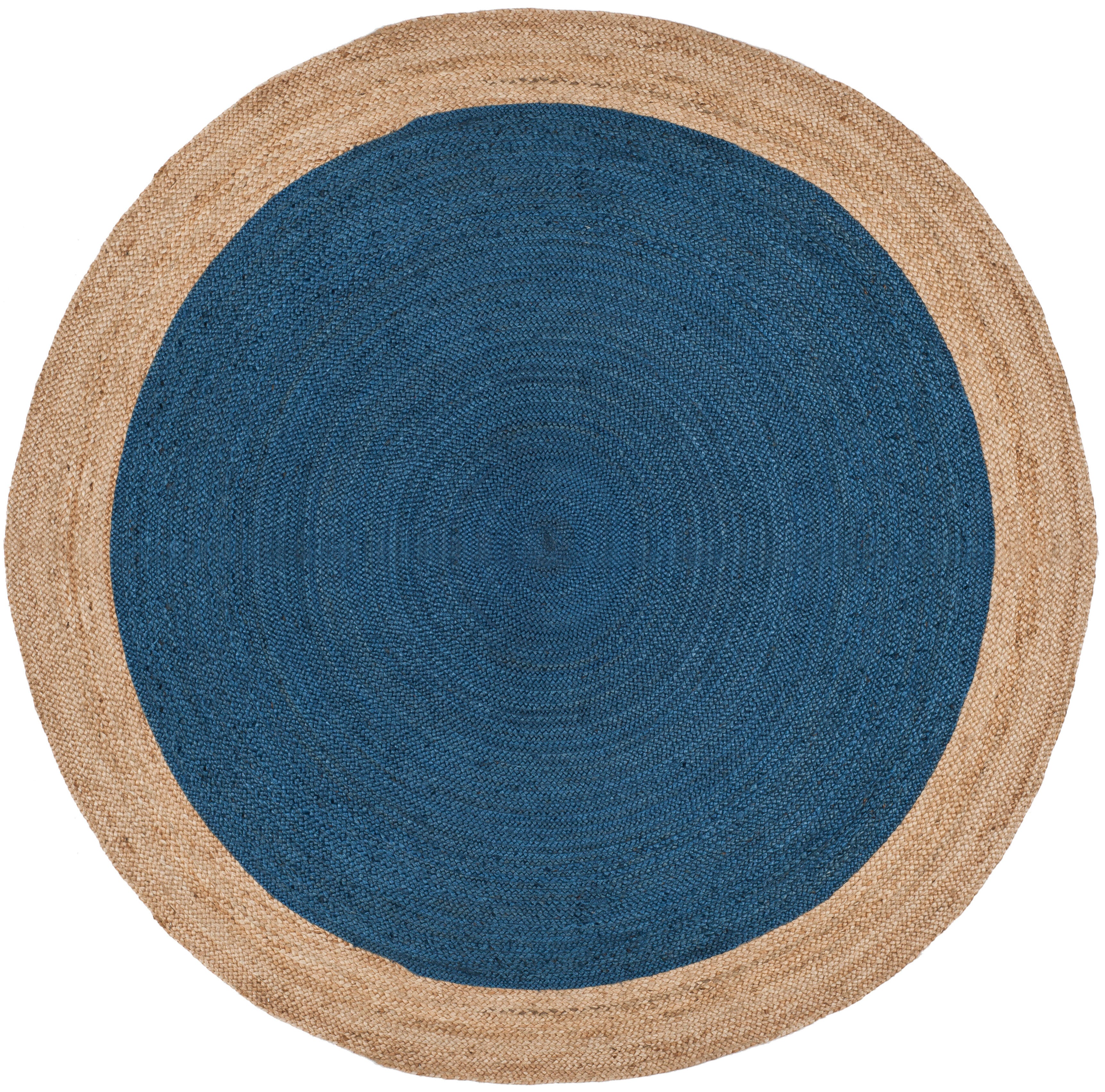 Safavieh Natural Fiber 7' x 7' Round Area Rug, Royal Blue/Natural, large