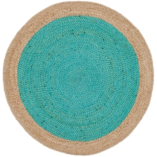 Safavieh Natural Fiber 4' x 4' Round Area Rug, Teal/Natural, rollover
