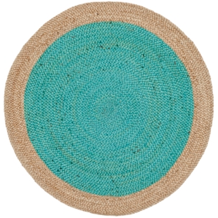 Safavieh Natural Fiber 4' x 4' Round Area Rug, Teal/Natural, large