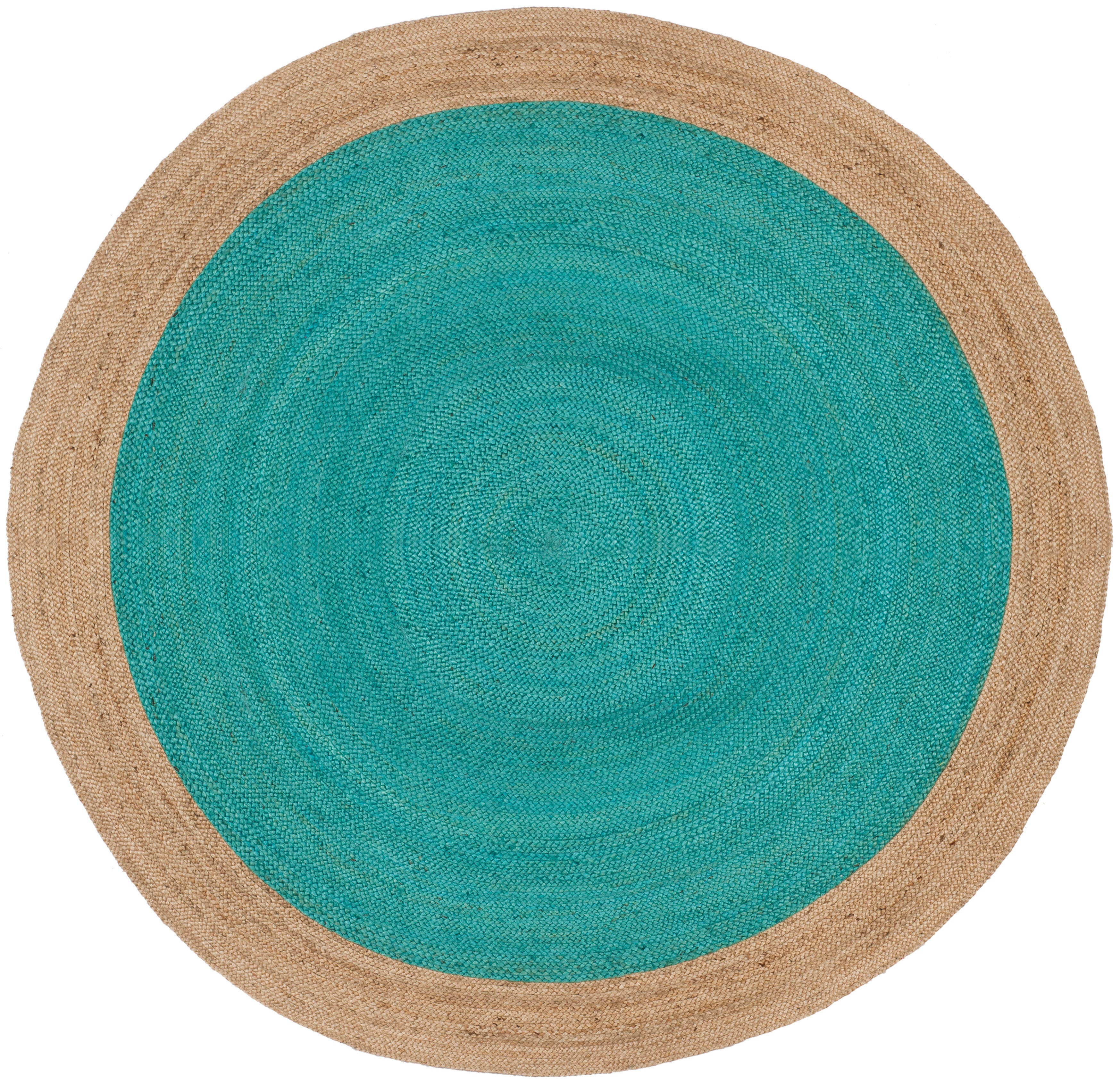 Safavieh Natural Fiber 8' x 8' Round Area Rug, Teal/Natural, large