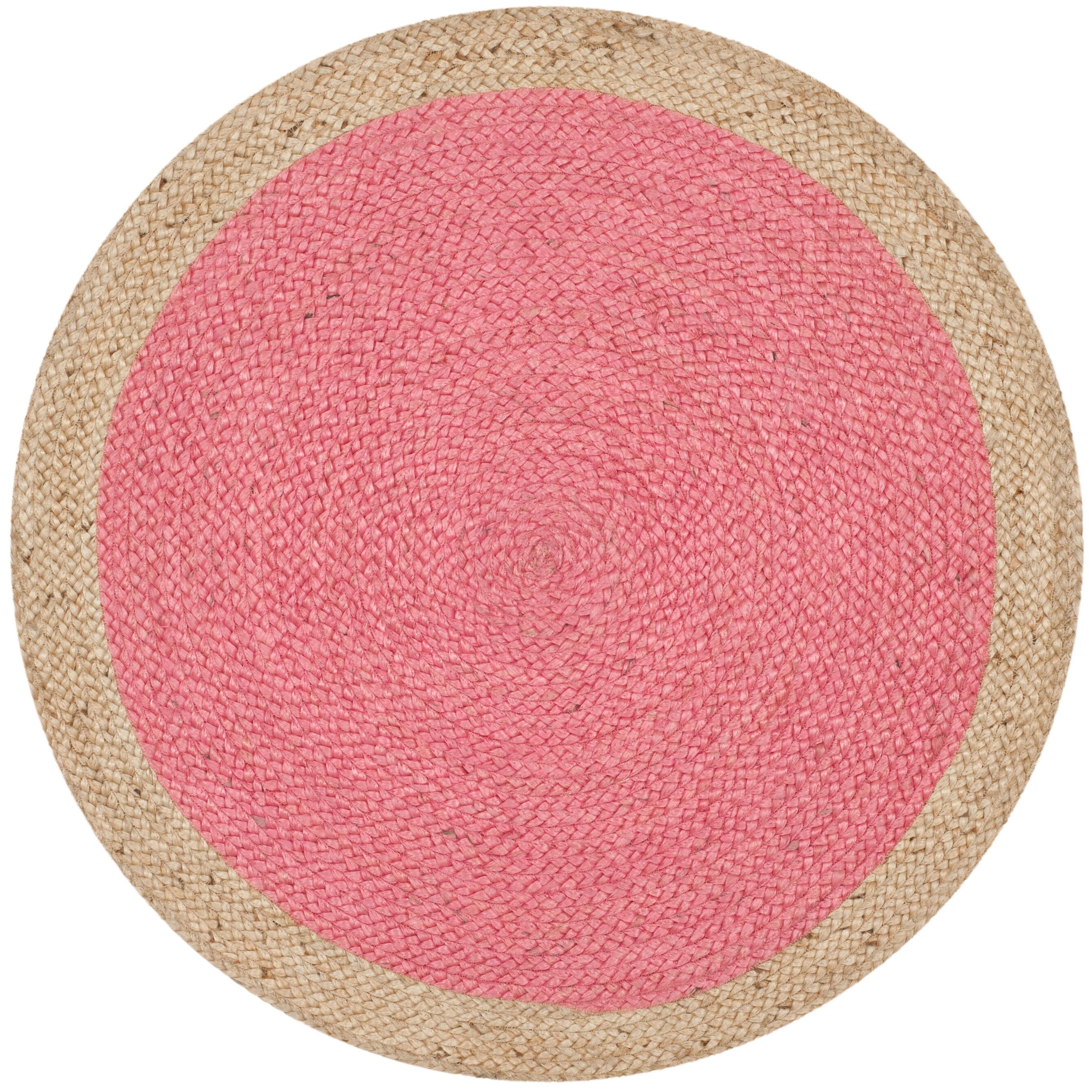 Safavieh Natural Fiber 4' x 4' Round Area Rug, Pink/Natural, rollover