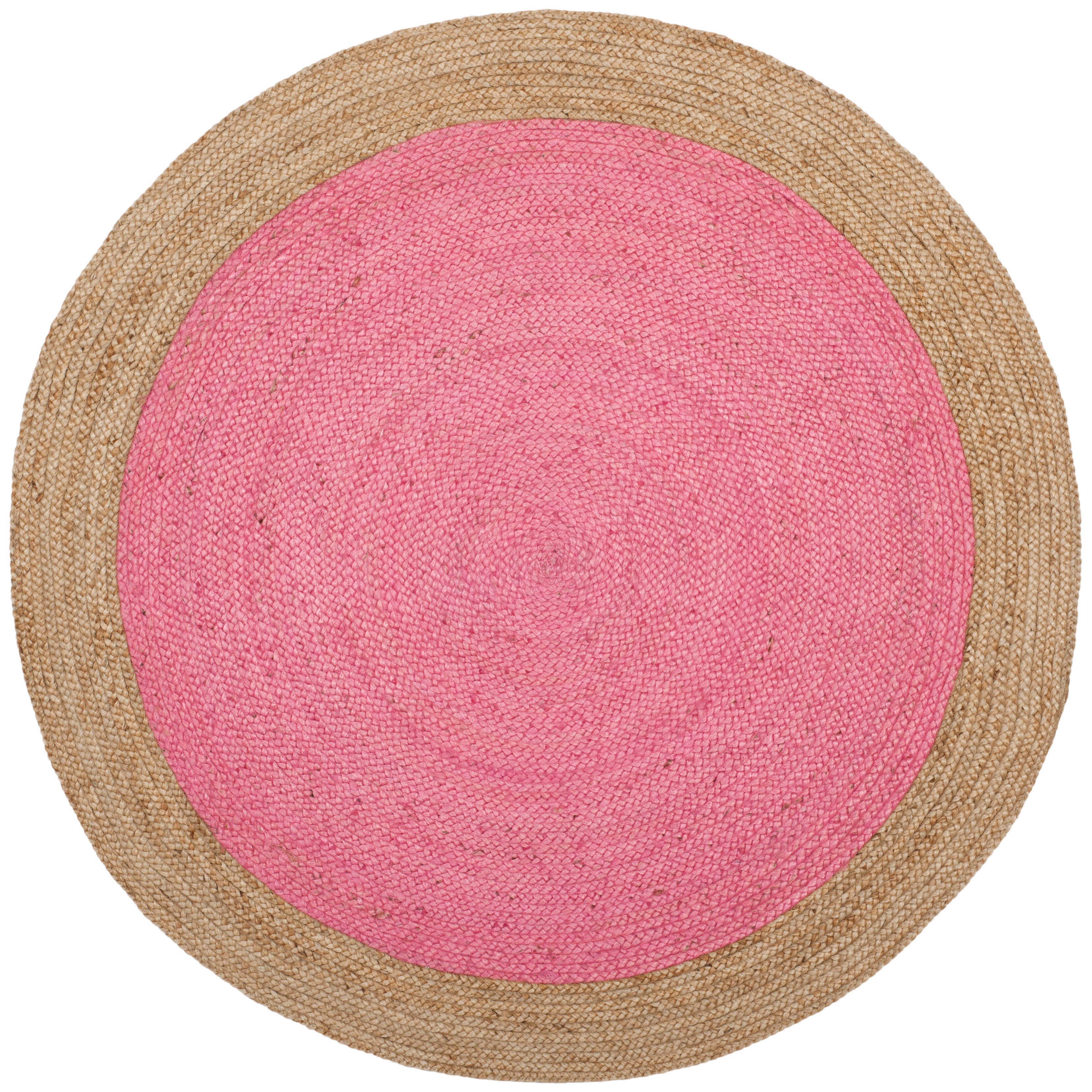 Safavieh Natural Fiber 6' x 6' Round Area Rug, Pink/Natural, large