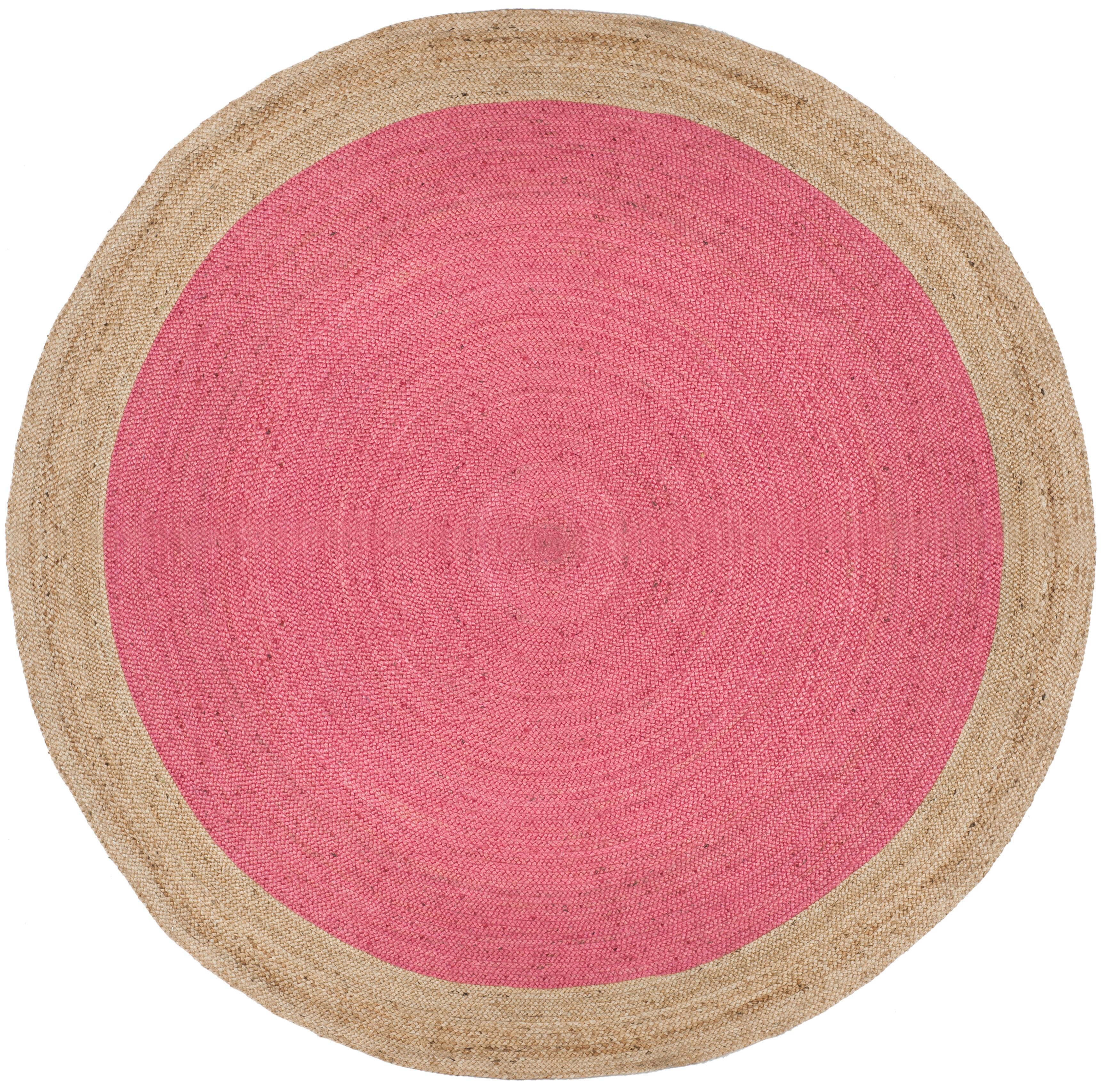 Safavieh Natural Fiber 7' x 7' Round Area Rug, Pink/Natural, large