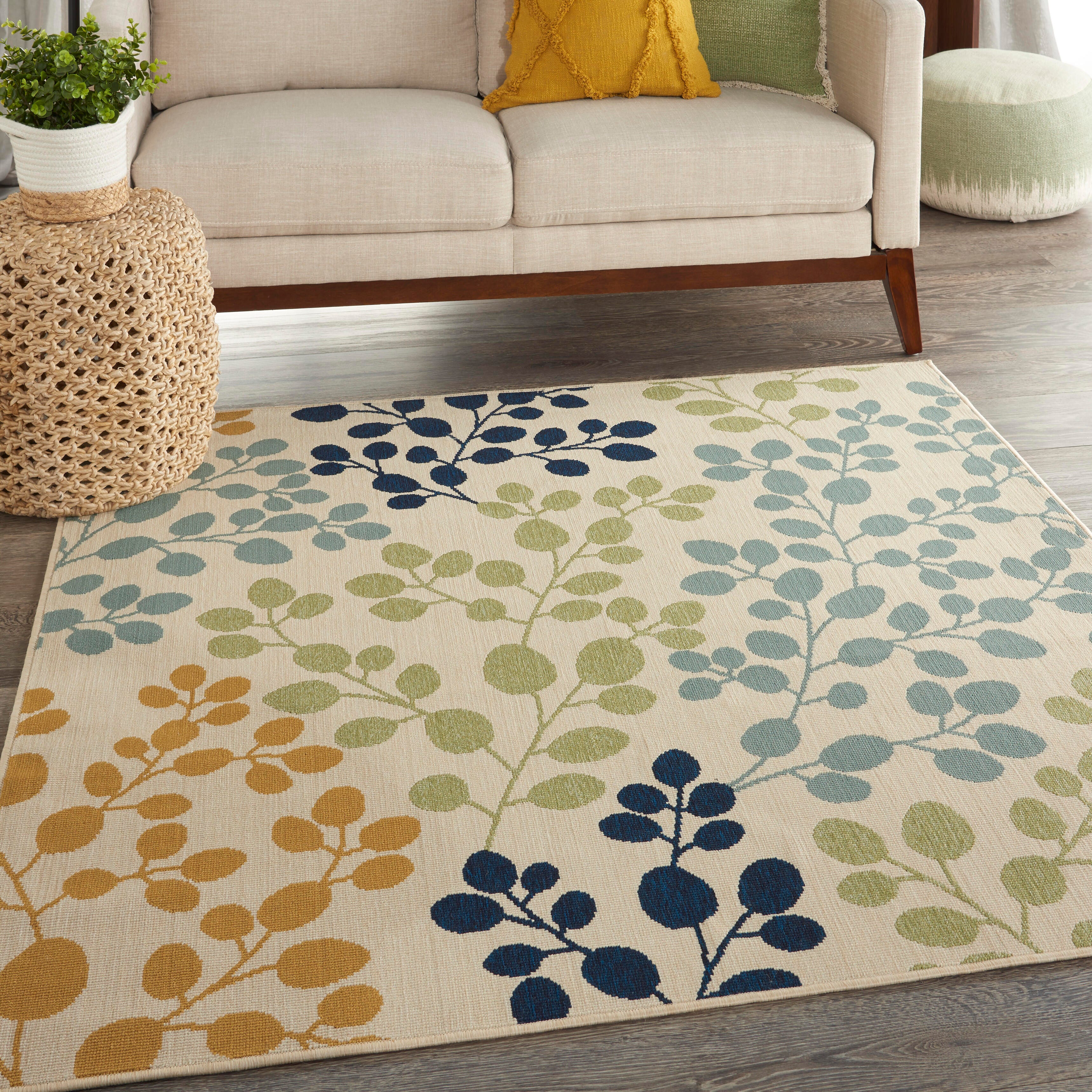 Nourison Home Nourison Caribbean 5'3" x SQUARE Ivory Contemporary Indoor/Outdoor Rug, Ivory, rollover