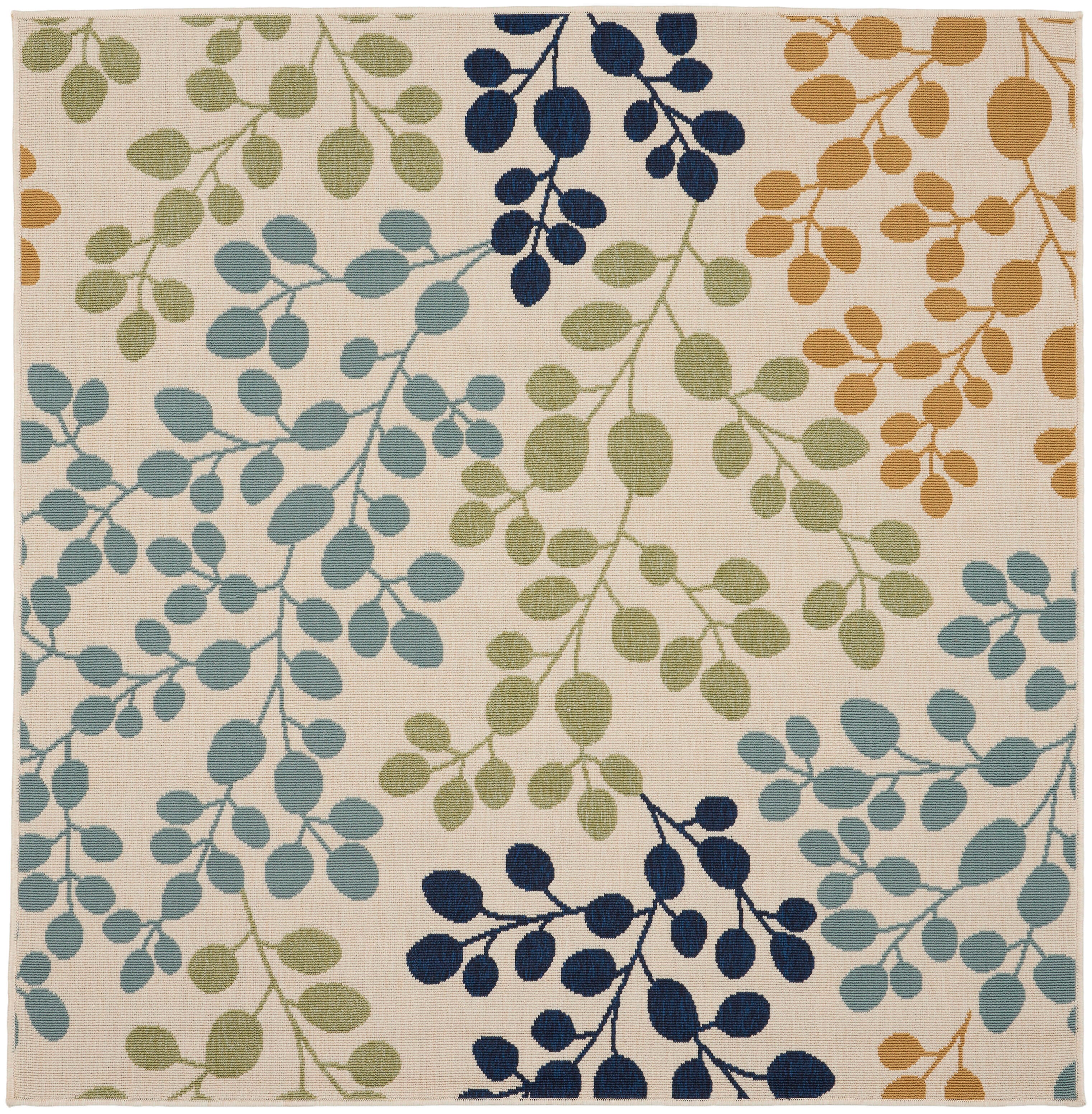 Nourison Home Nourison Caribbean 5'3" x SQUARE Ivory Contemporary Indoor/Outdoor Rug, Ivory, large