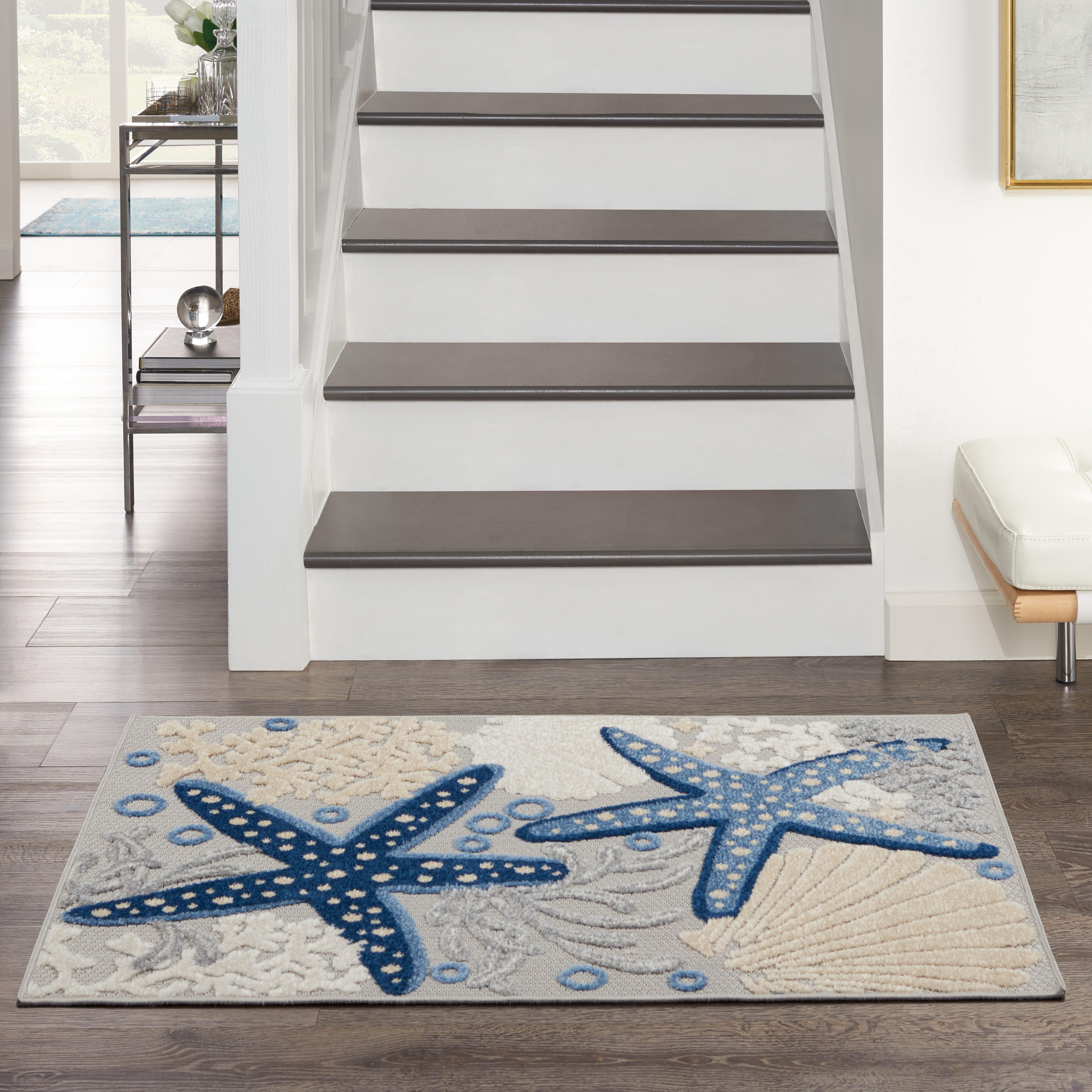 Nourison Home Nourison Aloha 2'8" x 4' Blue/Grey Coastal, Nautical & Beach Indoor/Outdoor Rug, Blue/Gray, rollover