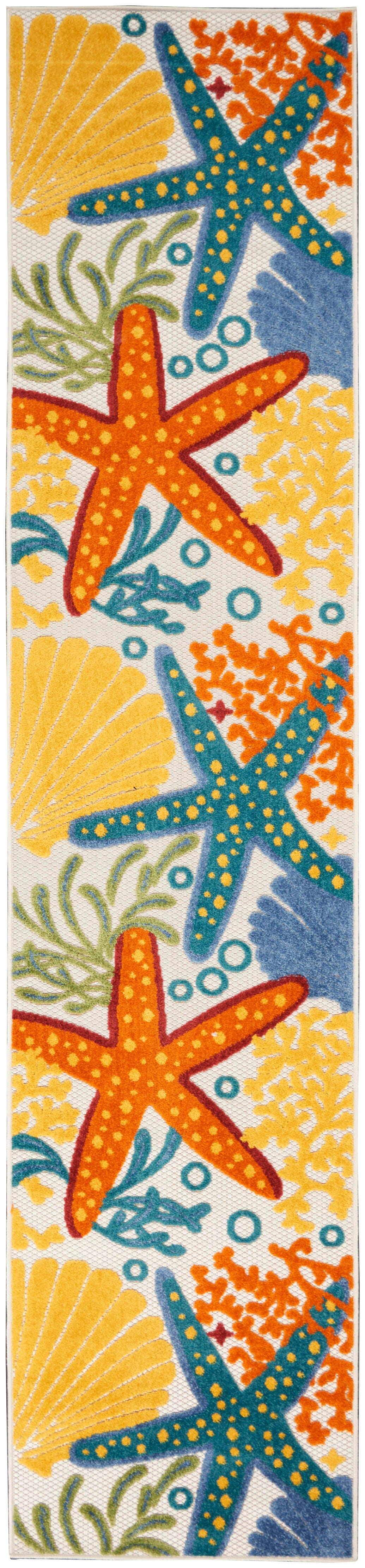 Nourison Home Nourison Aloha 2'3" x 10' Multicolor Coastal, Nautical and Beach Indoor/Outdoor Rug, Multi, large