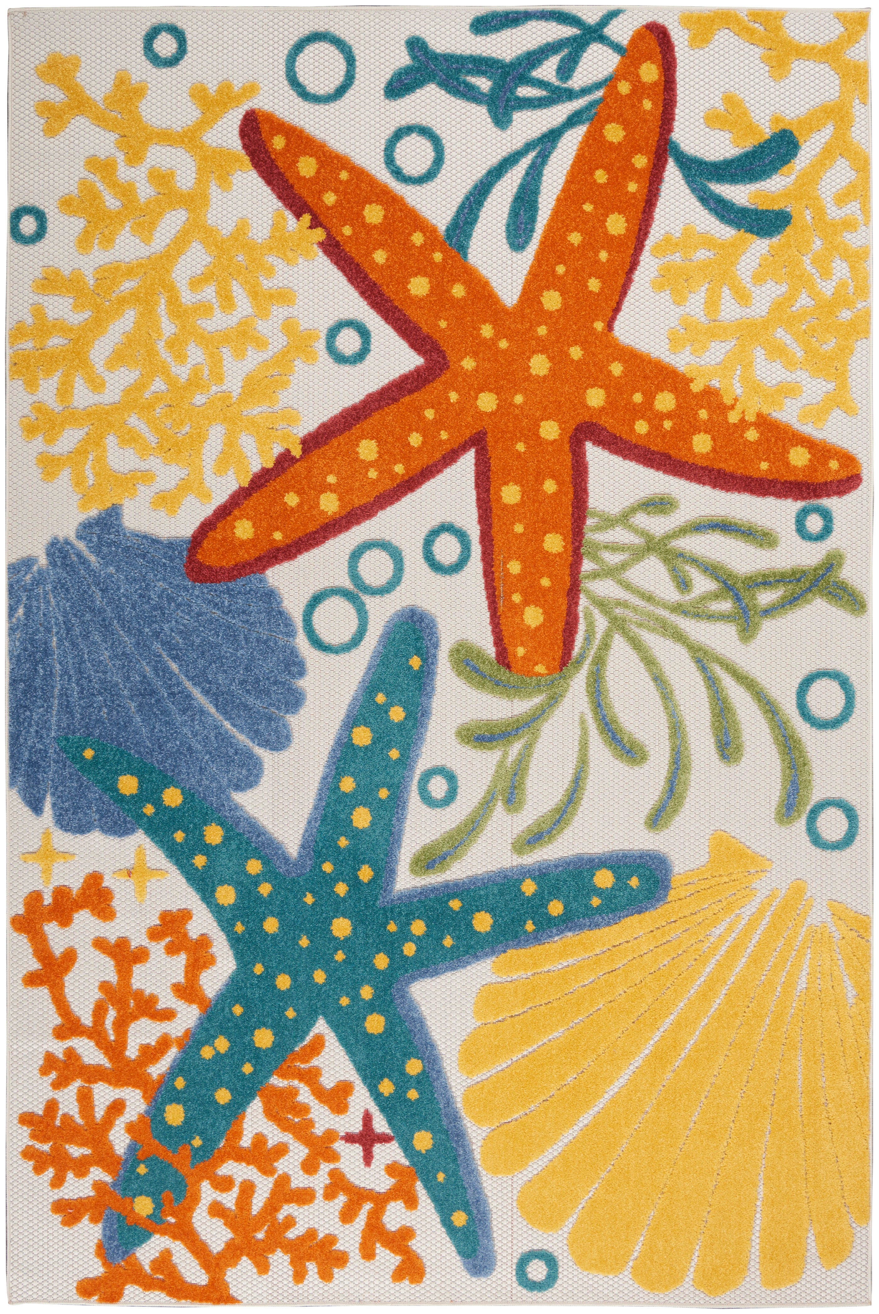 Nourison Home Nourison Aloha 6' x 9' Multicolor Coastal, Nautical & Beach Indoor/Outdoor Rug, Multi, large