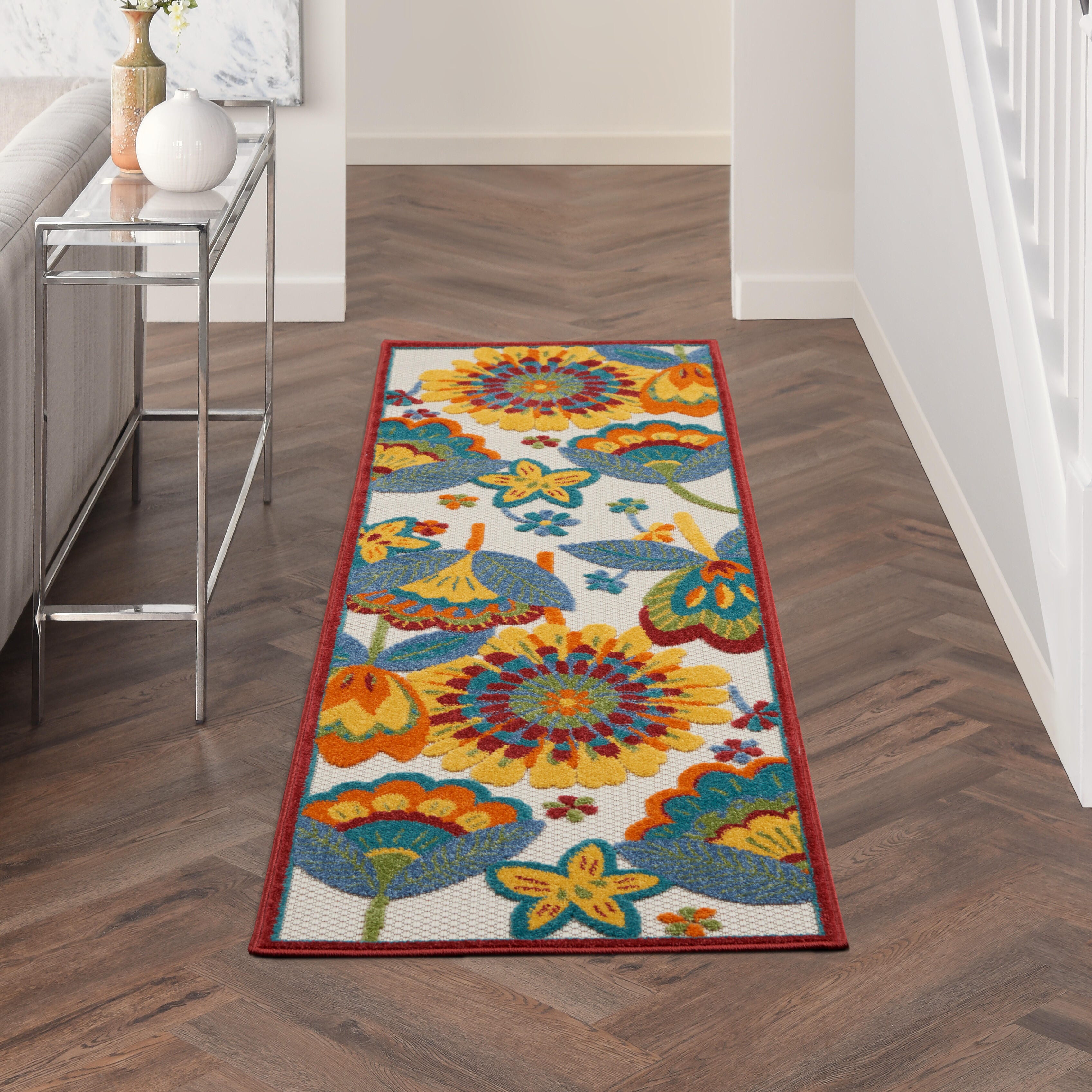 Nourison Home Nourison Aloha 2' x 6' Multicolor Contemporary Indoor/Outdoor Rug, Multi, rollover