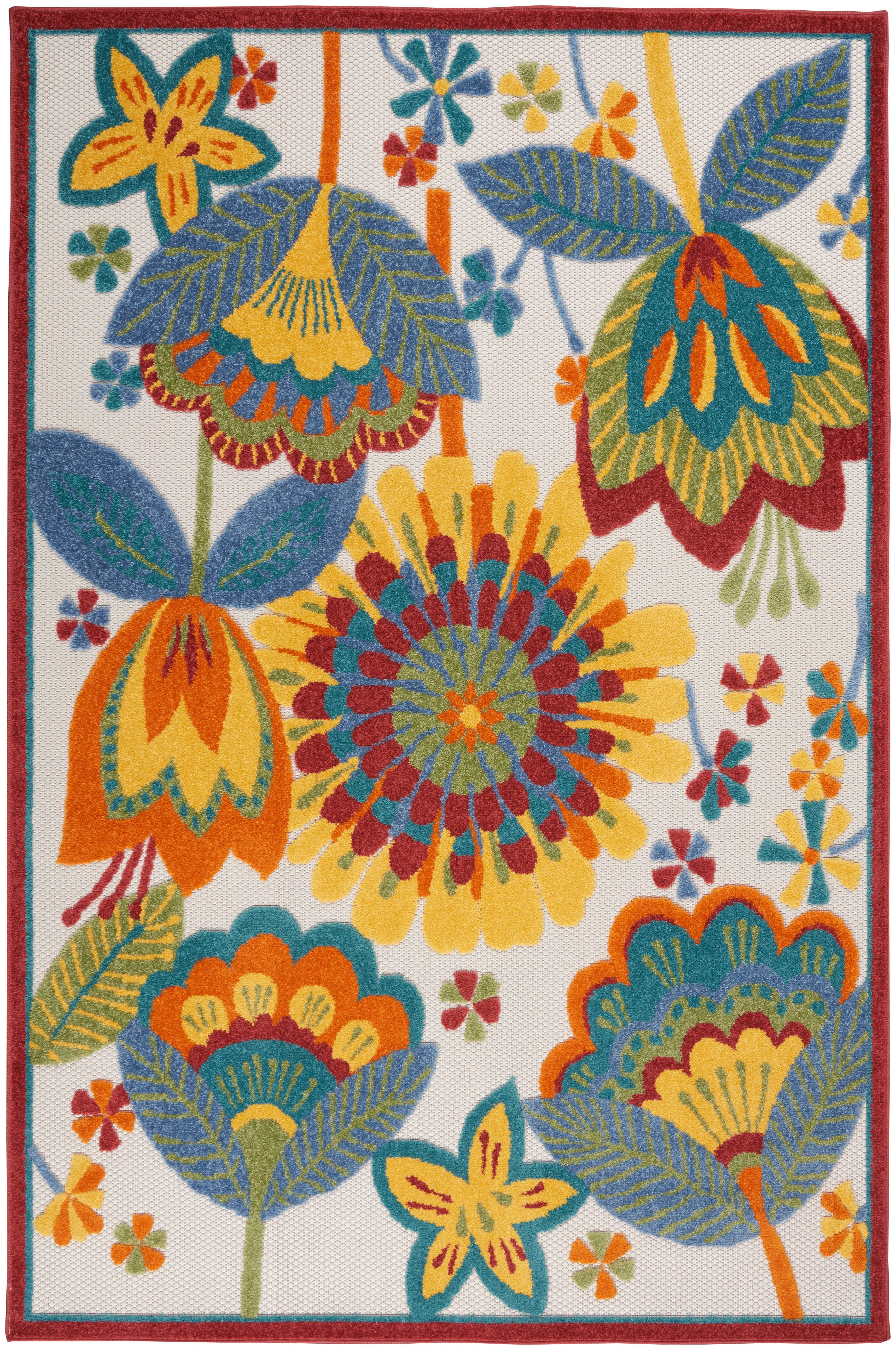 Nourison Home Nourison Aloha 3'6" x 5'6" Multicolor Contemporary Indoor/Outdoor Rug, Multi, large