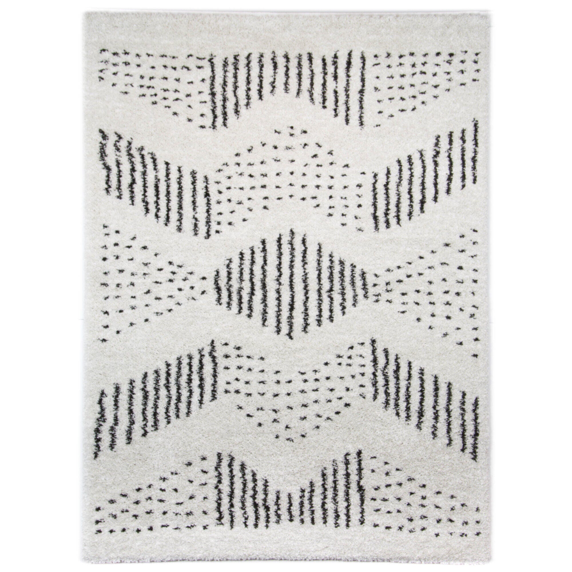 Balta Kalpana Tribal Shag 4' 4" x 6' Runner Rug, White, large