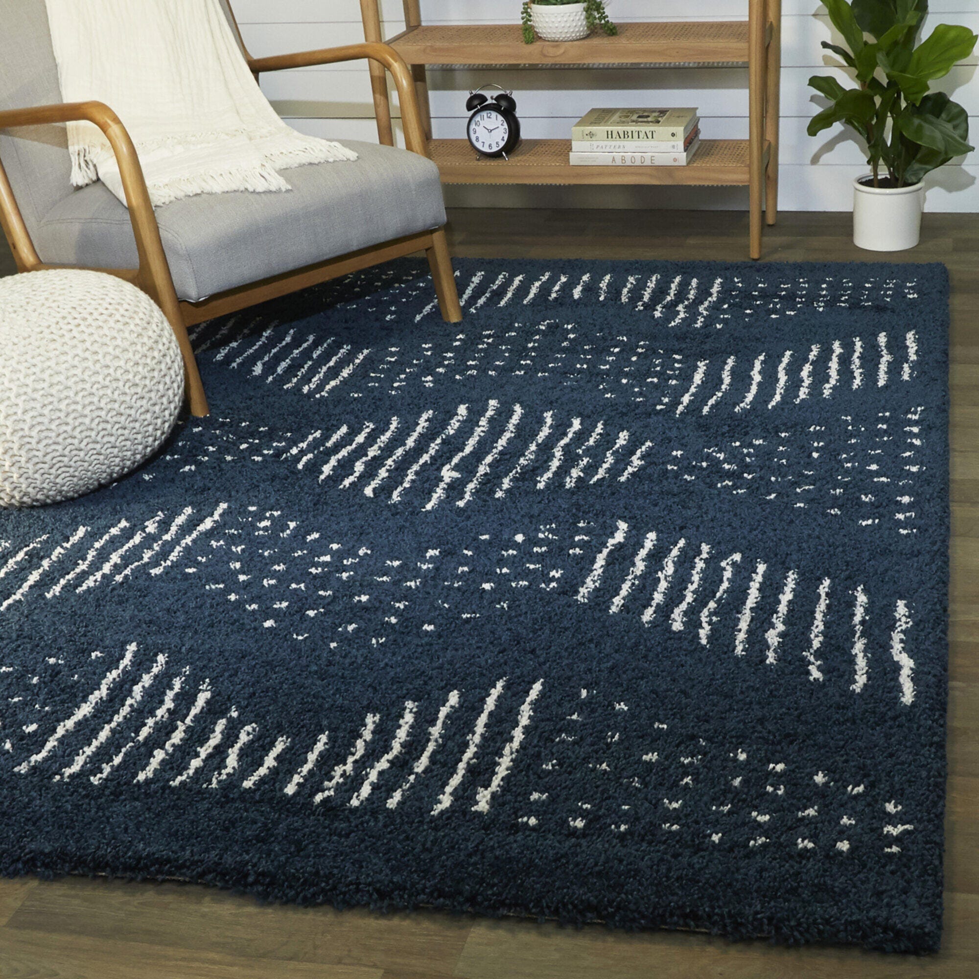 Balta Kalpana Tribal Shag 2' 2" x 7' Runner, Dark Blue, rollover