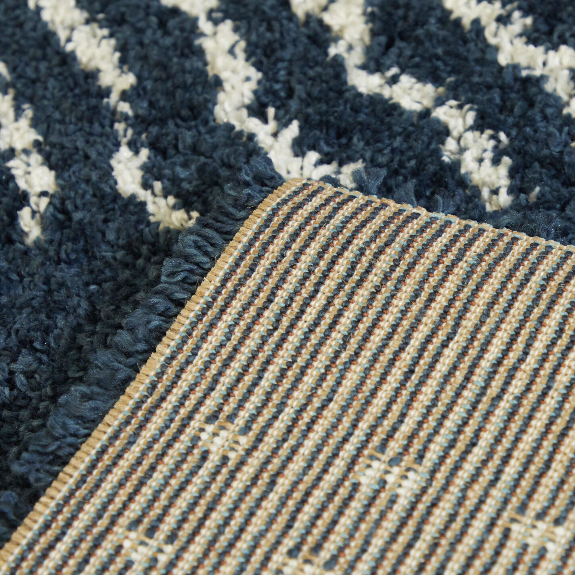 Balta Kalpana Tribal Shag 2' 2" x 7' Runner, Dark Blue, large